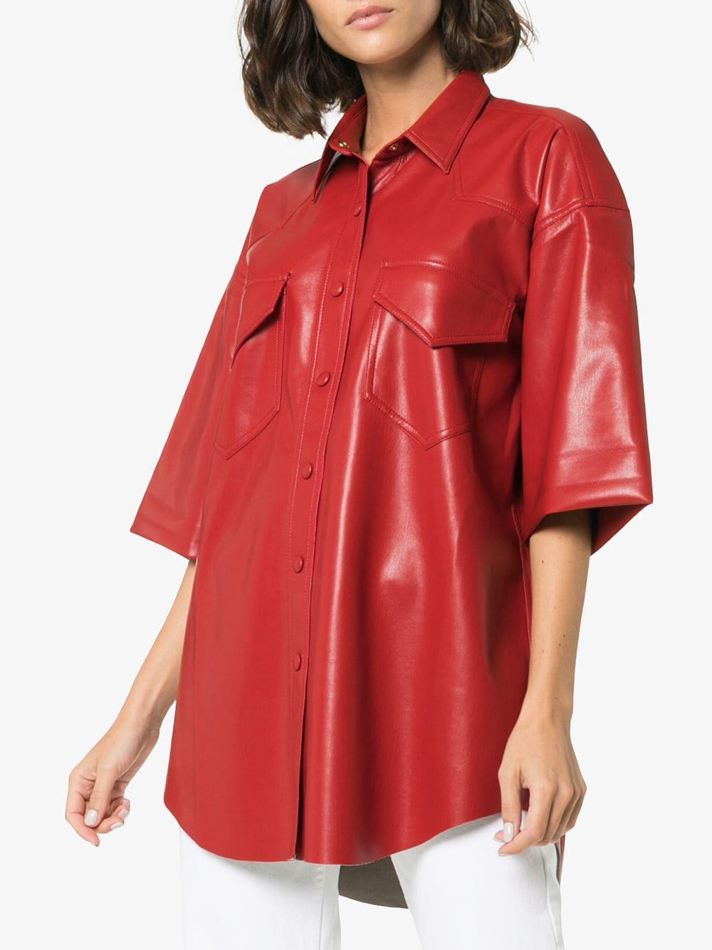 Nanushka Seymour Vegan Leather Top in Red | Lyst