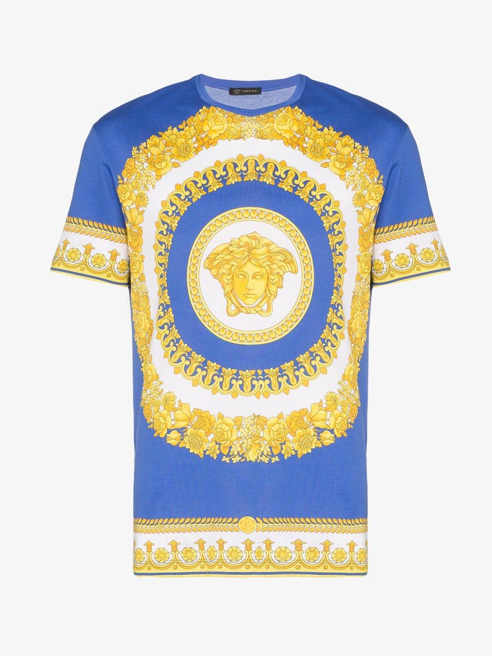 Versace Medusa Print Cotton T-shirt in Blue for Men | Lyst