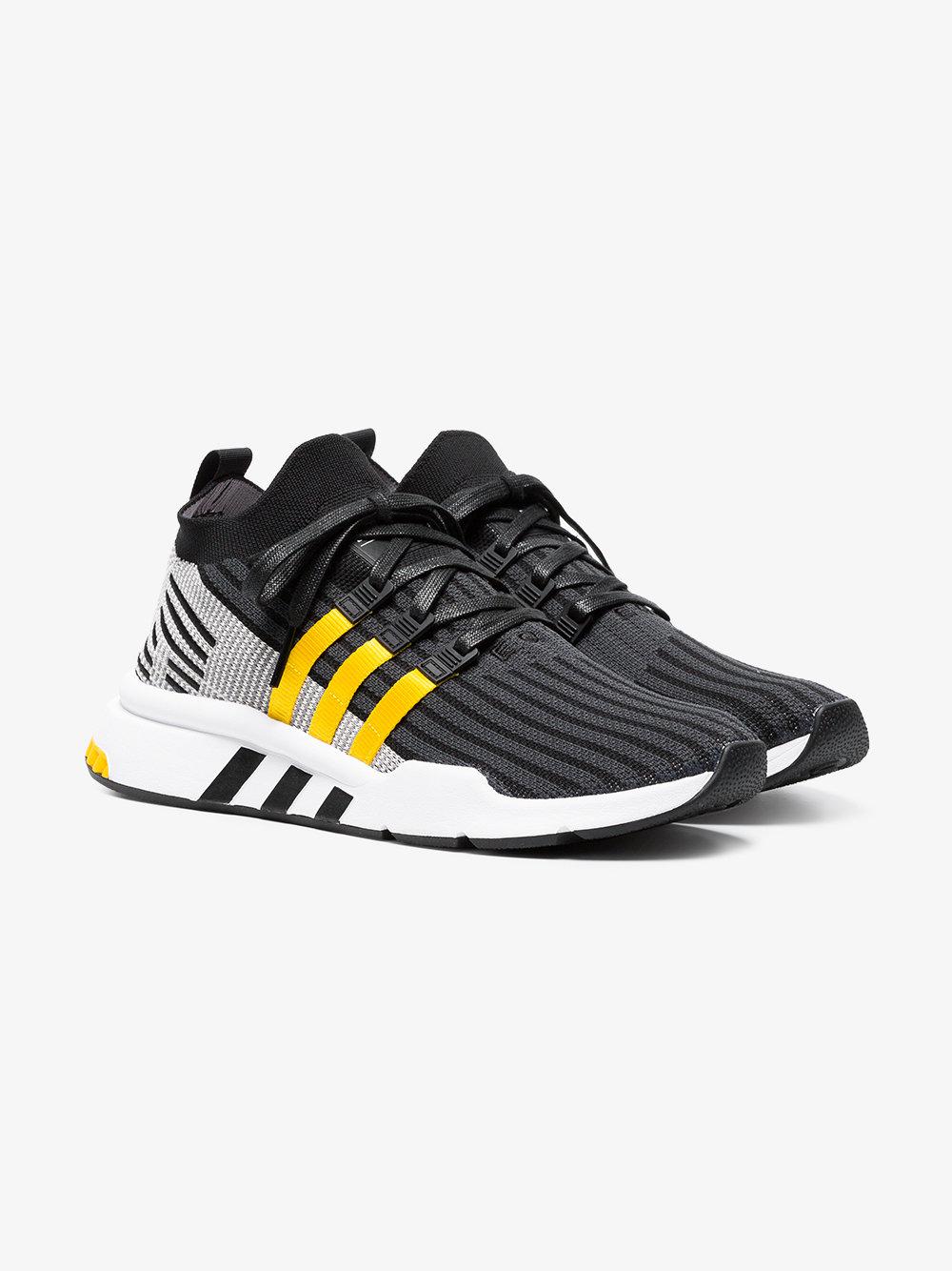 adidas Black And Yellow Eqt Support Mid Adv Primeknit Sneakers for Men -  Lyst