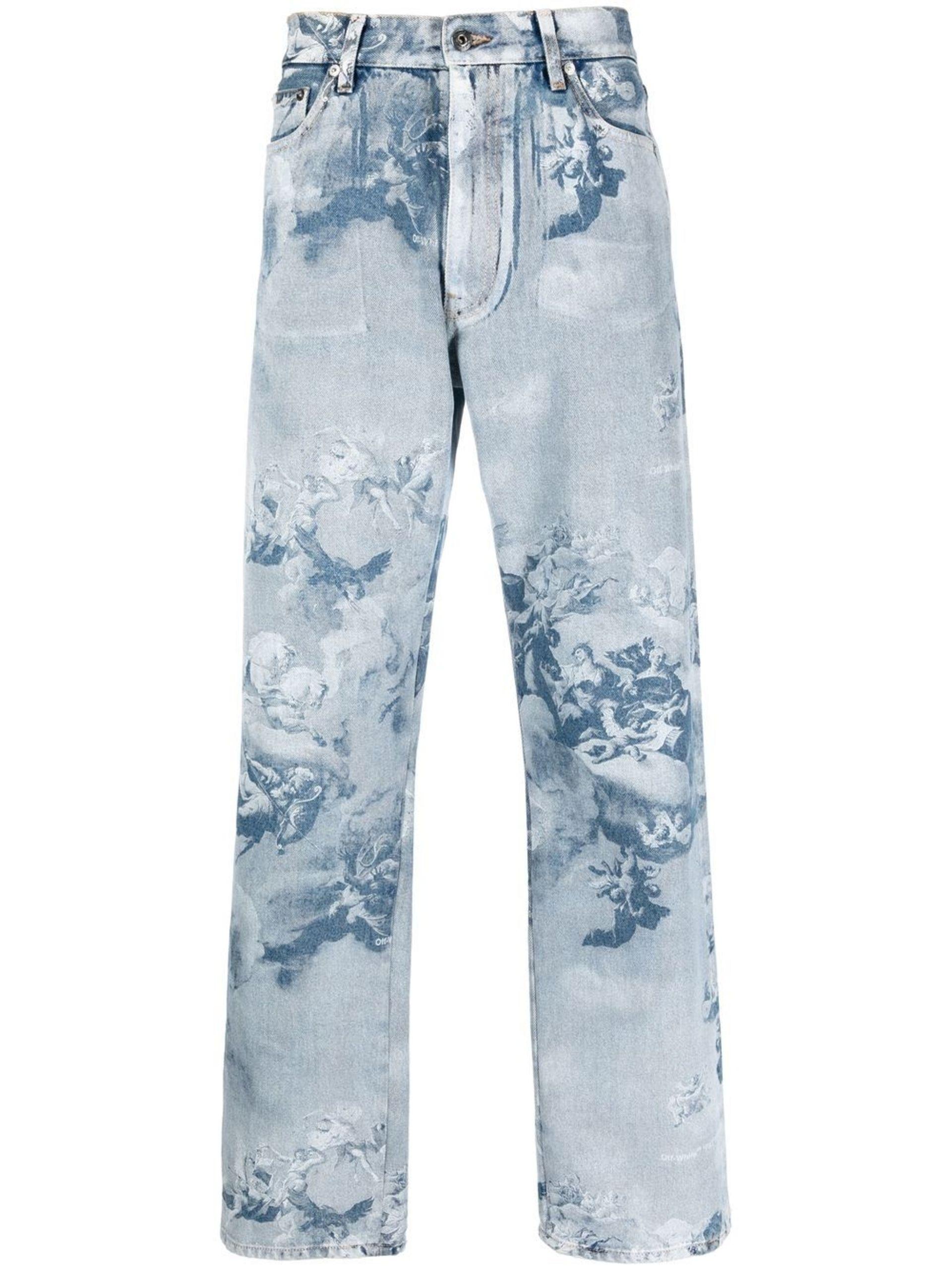 Vejrudsigt Nogen som helst betyder Off-White c/o Virgil Abloh Printed Denim Jeans in Blue for Men | Lyst  Australia