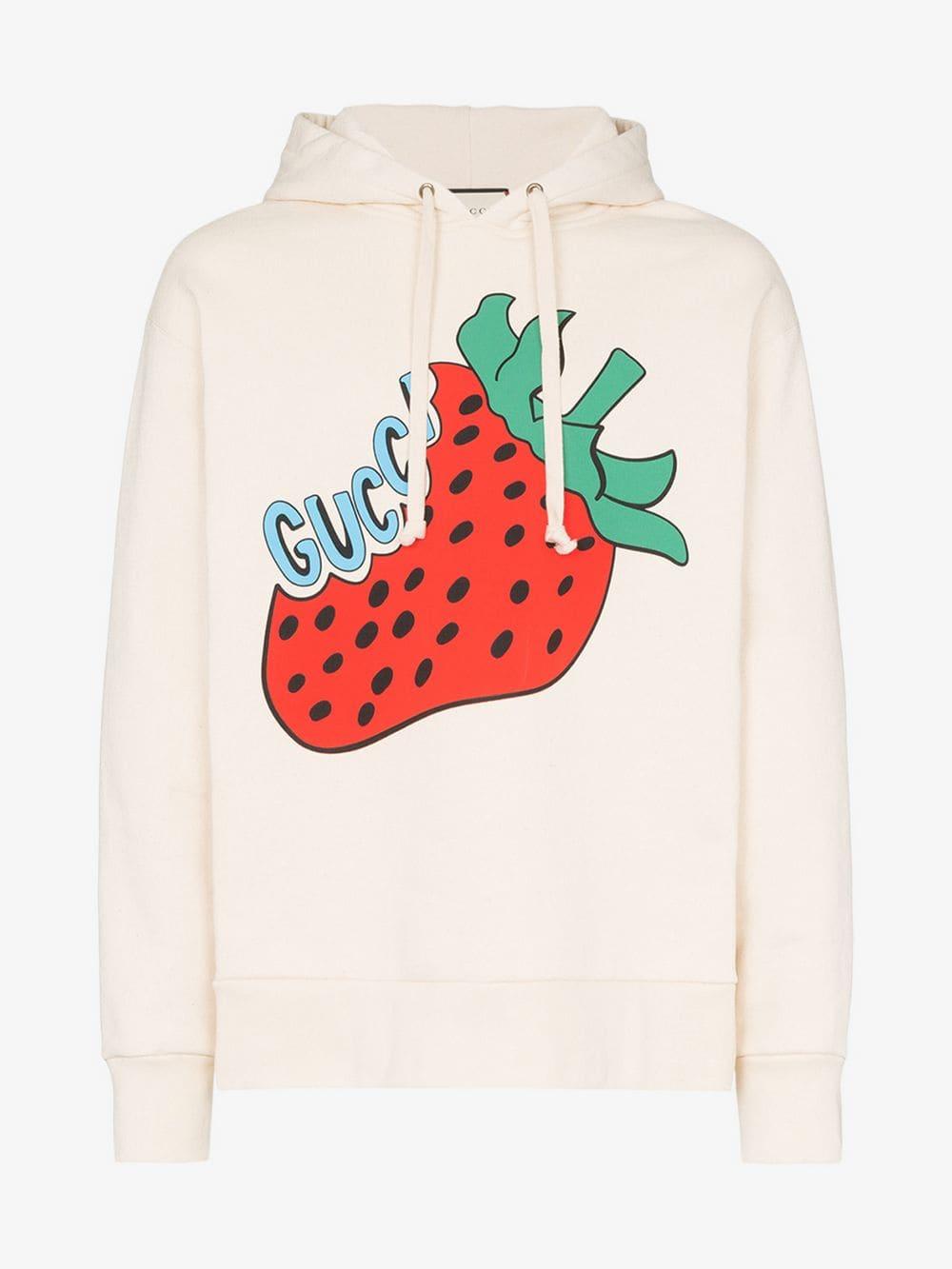 Gucci Off-white Oversized Strawberry Hoodie for Men | Lyst