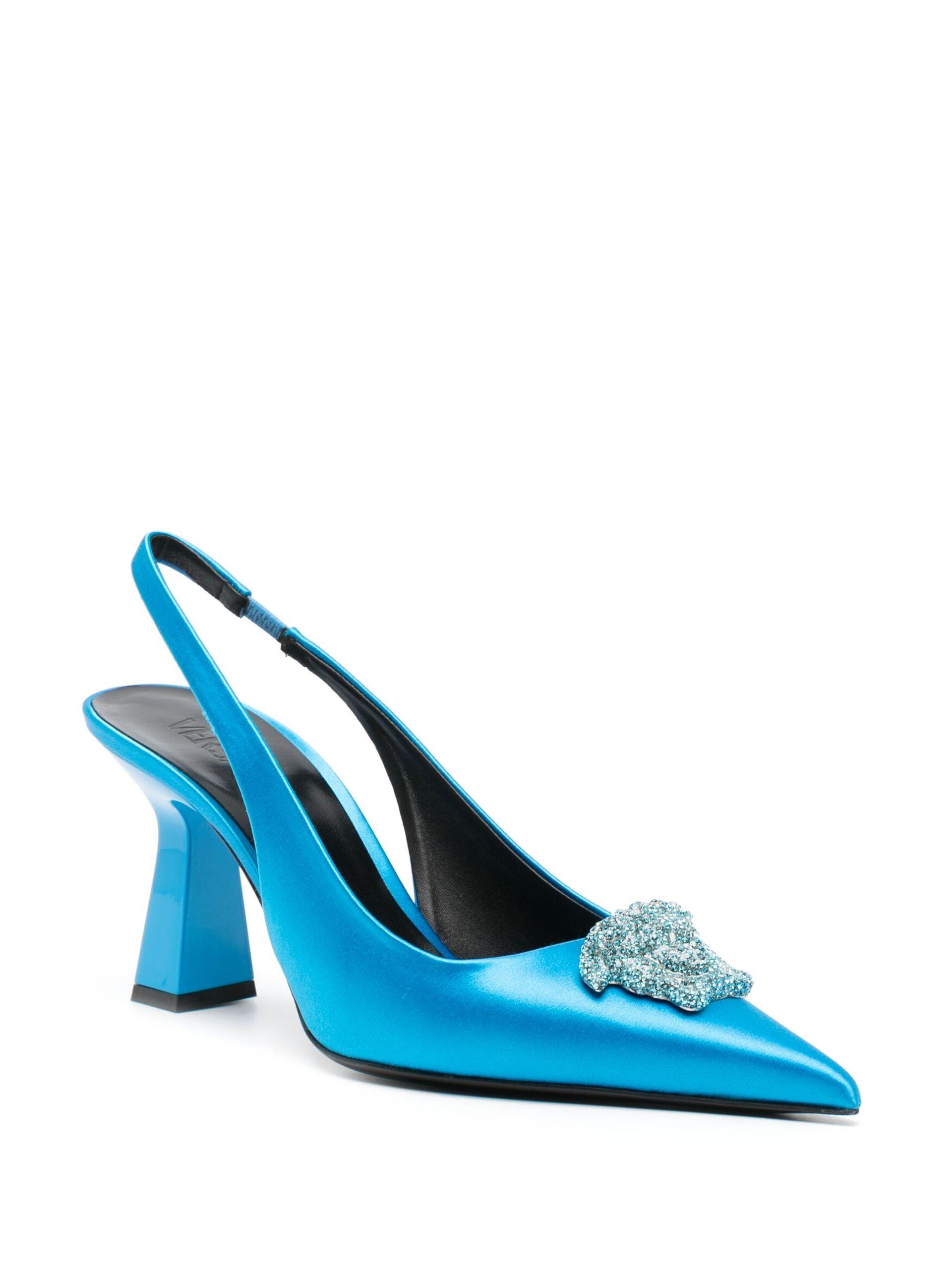 Versace Crystal La Medusa 70 Satin Slingback Pumps - Women's