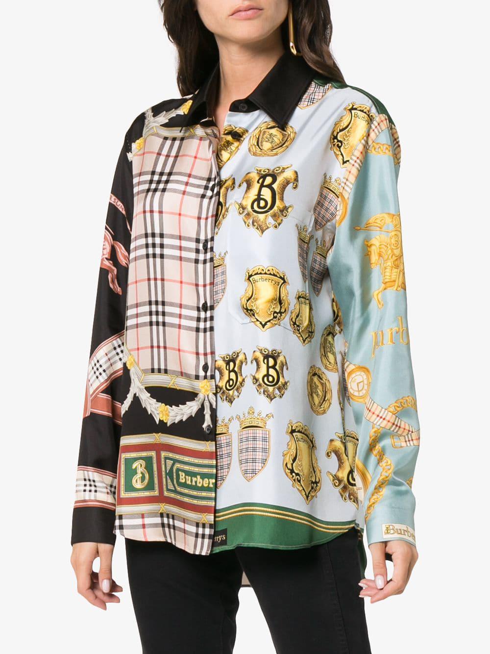 burberry archive scarf print silk shirt