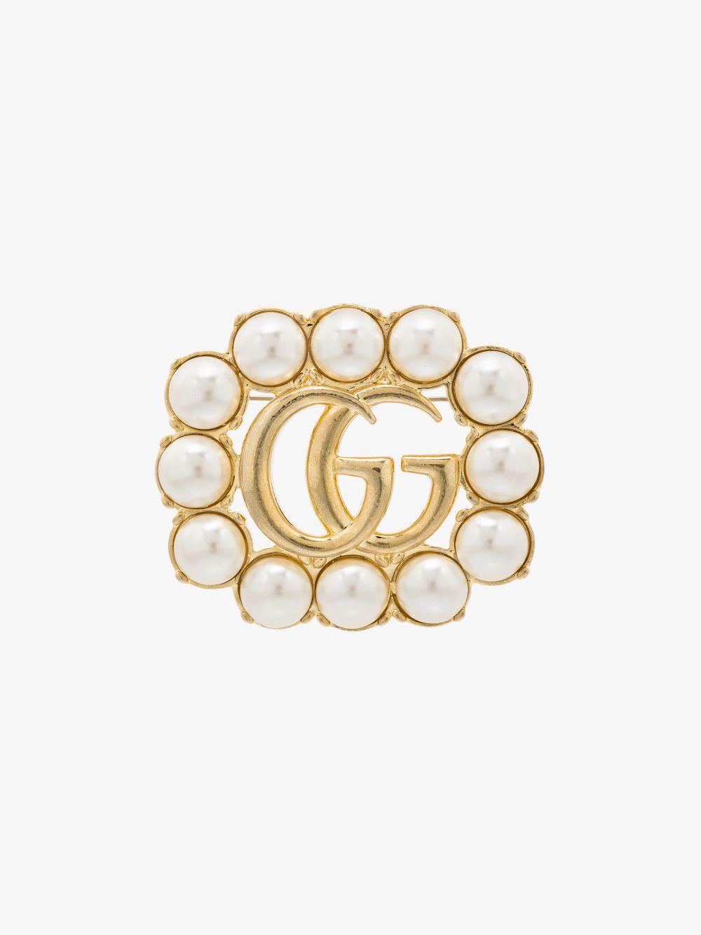 Gucci GG Pearl-embellished Brooch in Metallic | Lyst Australia