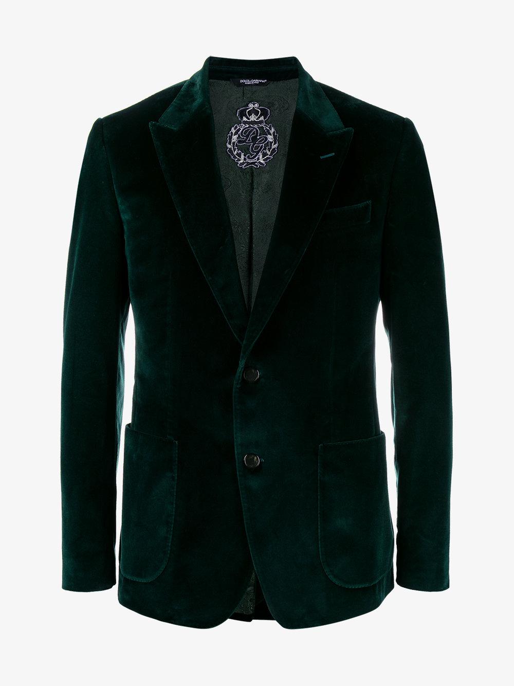 Dolce & Gabbana Emerald Green Velvet Blazer for Men - Lyst