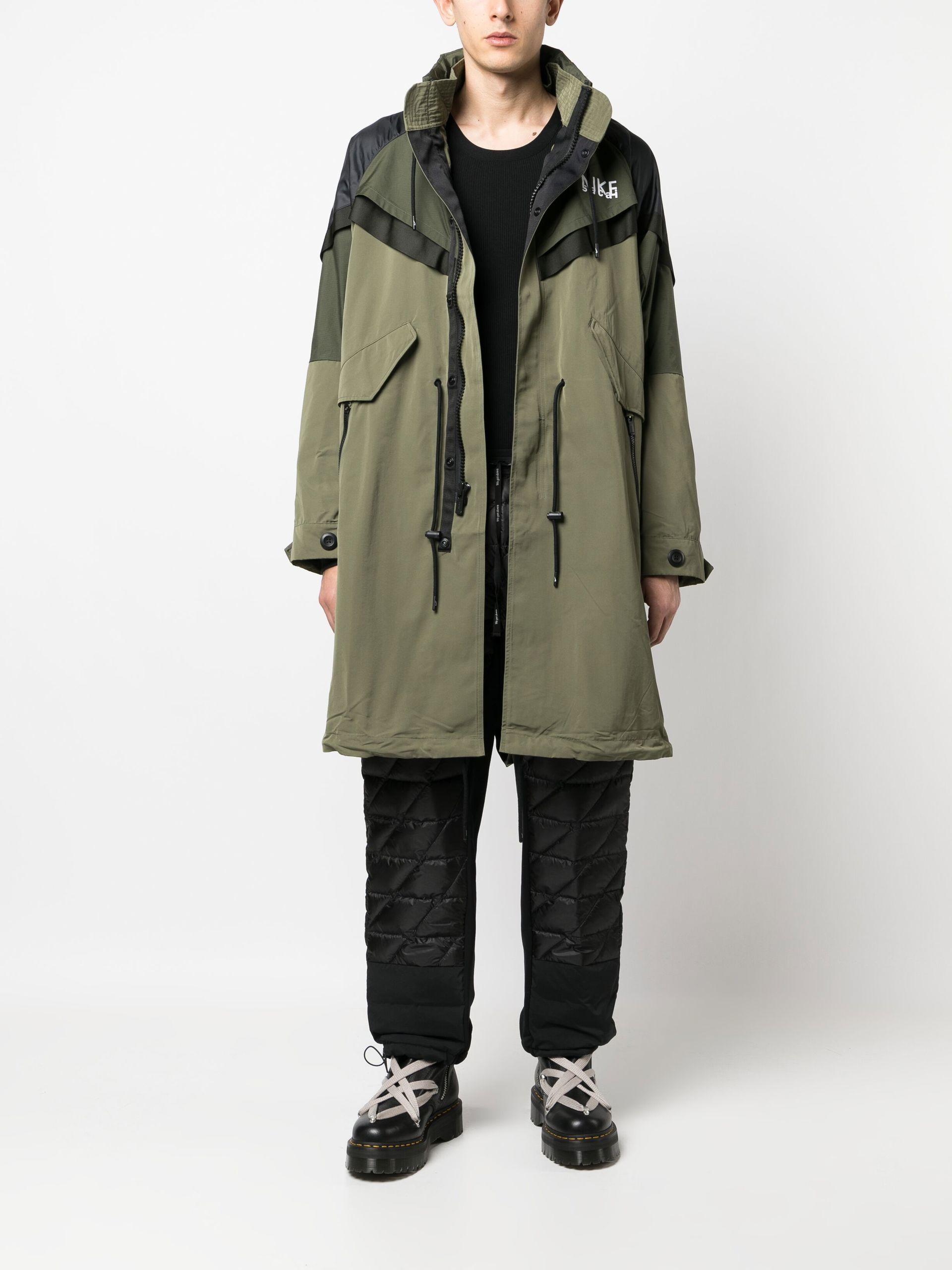 Nike X Sacai Hooded Parka Coat in Green for Men | Lyst