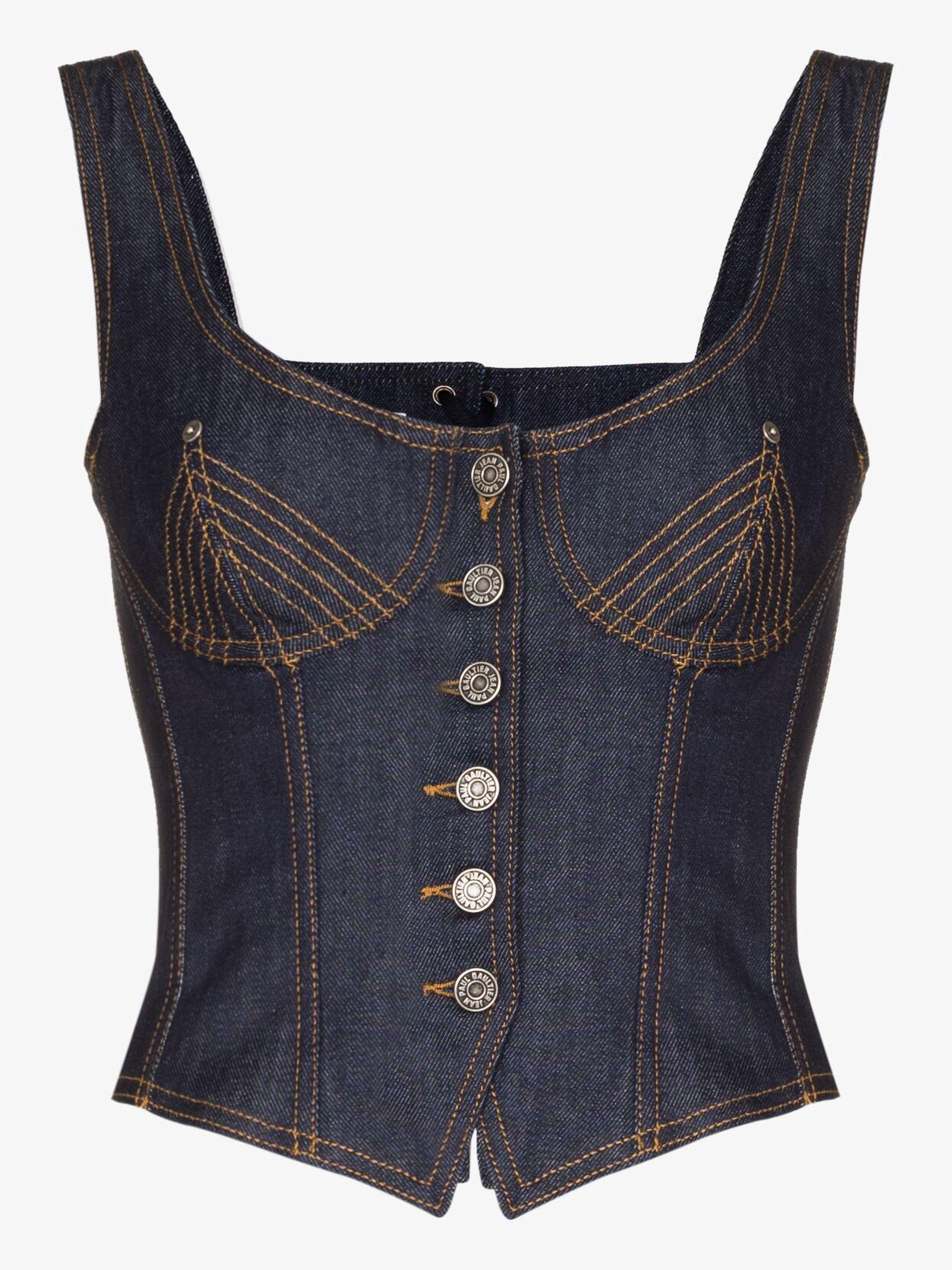 Jean Paul Gaultier The Jean Corset Denim Top in Blue