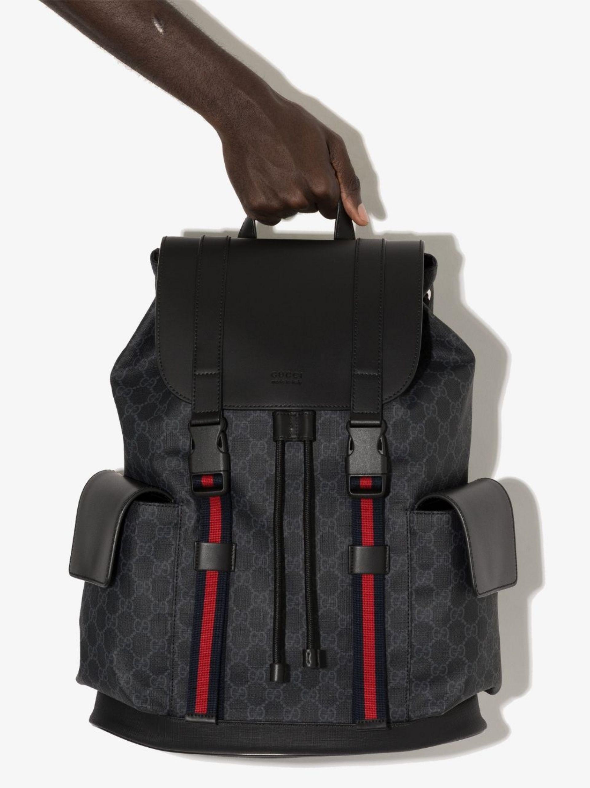Gucci Canvas gg Backpack in Black Blue 