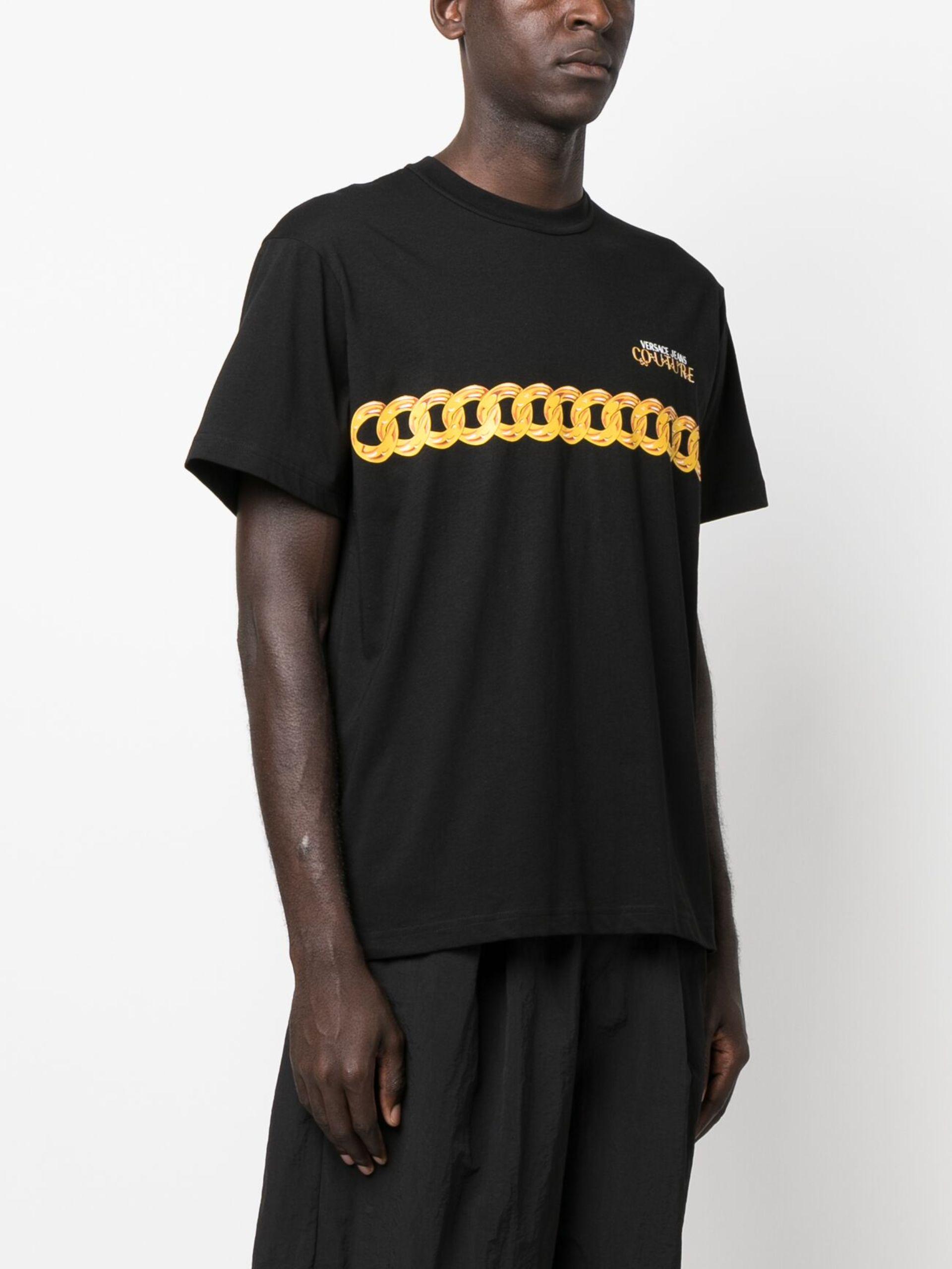 Versace Jeans Couture Chain-link Print Cotton T-shirt in Black for Men |  Lyst