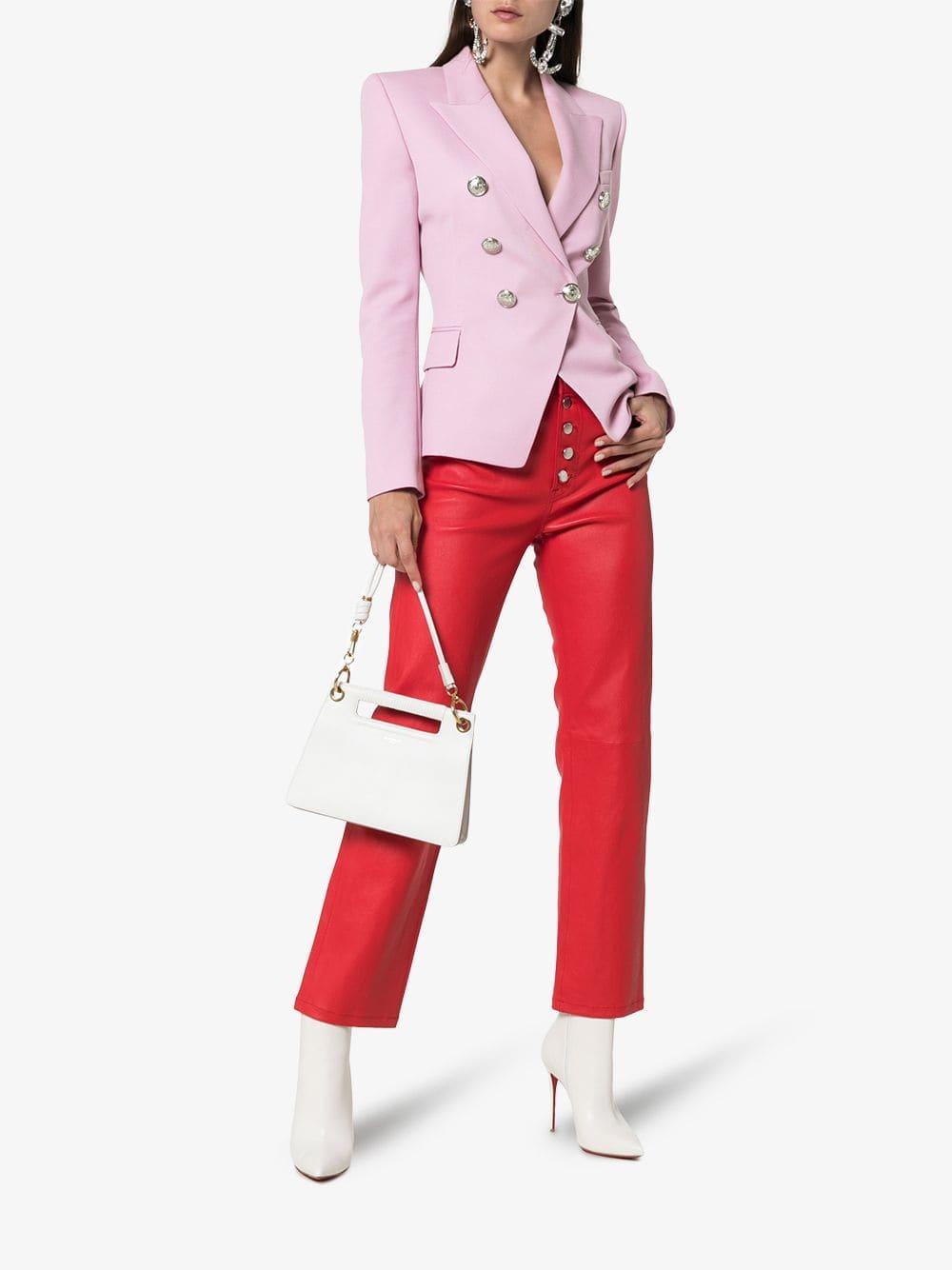 Balmain Double-breasted Tweed Jacket in Pink | Lyst