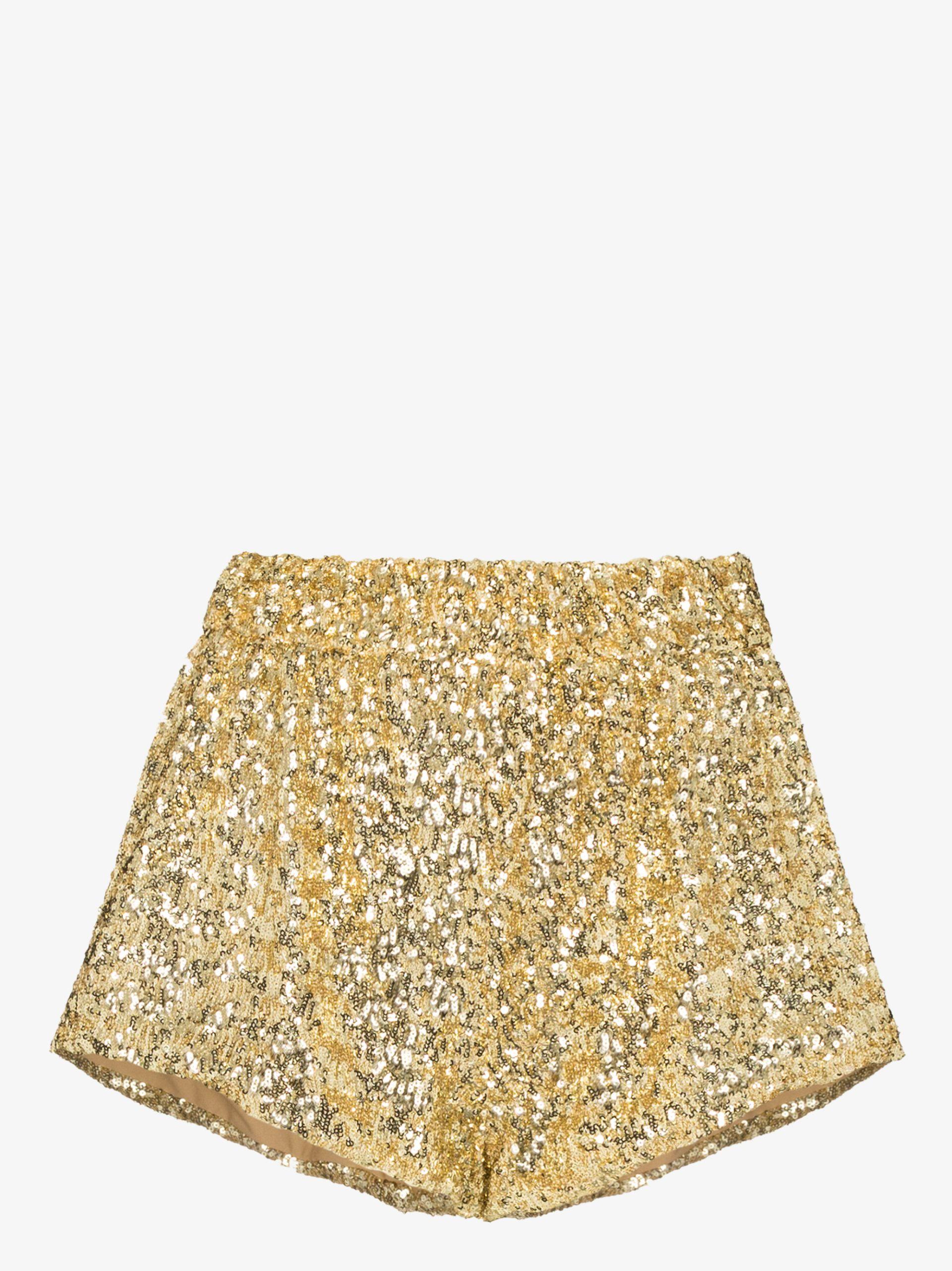 gold sparkly shorts