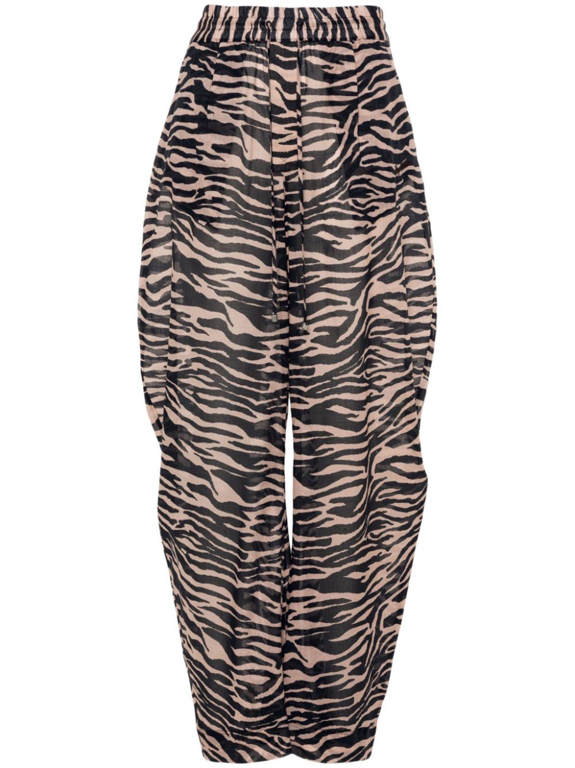The Attico Black Zebra-print Cotton Trousers | Lyst