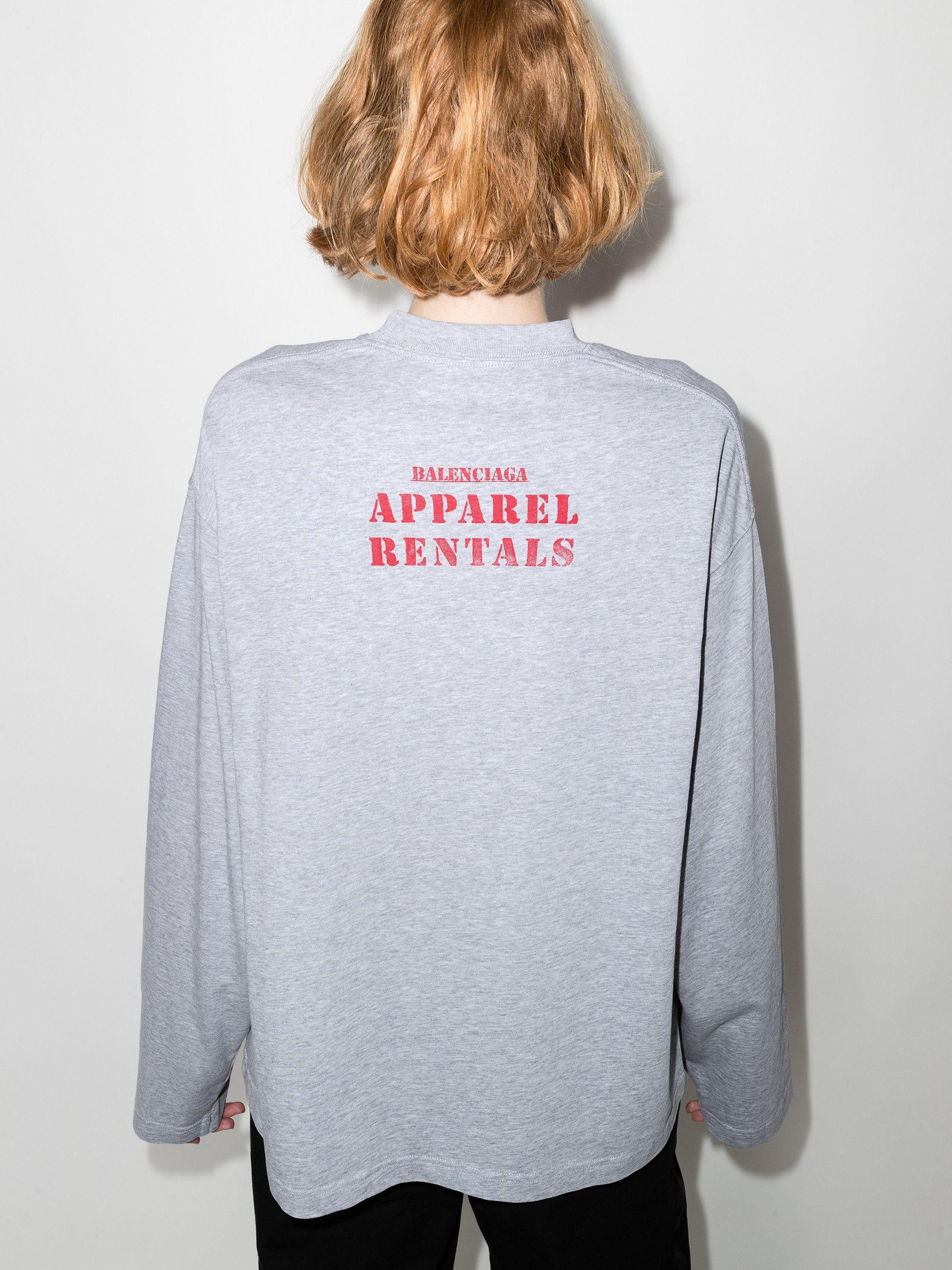Balenciaga Apparel Rental Long Sleeve T-shirt in Gray | Lyst