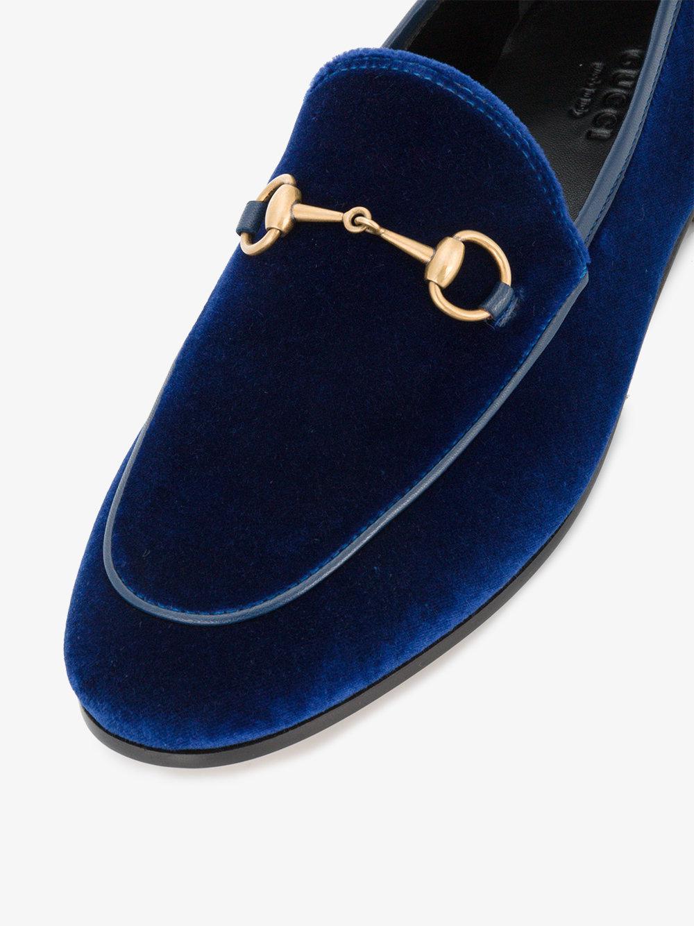 gucci blue velvet loafers