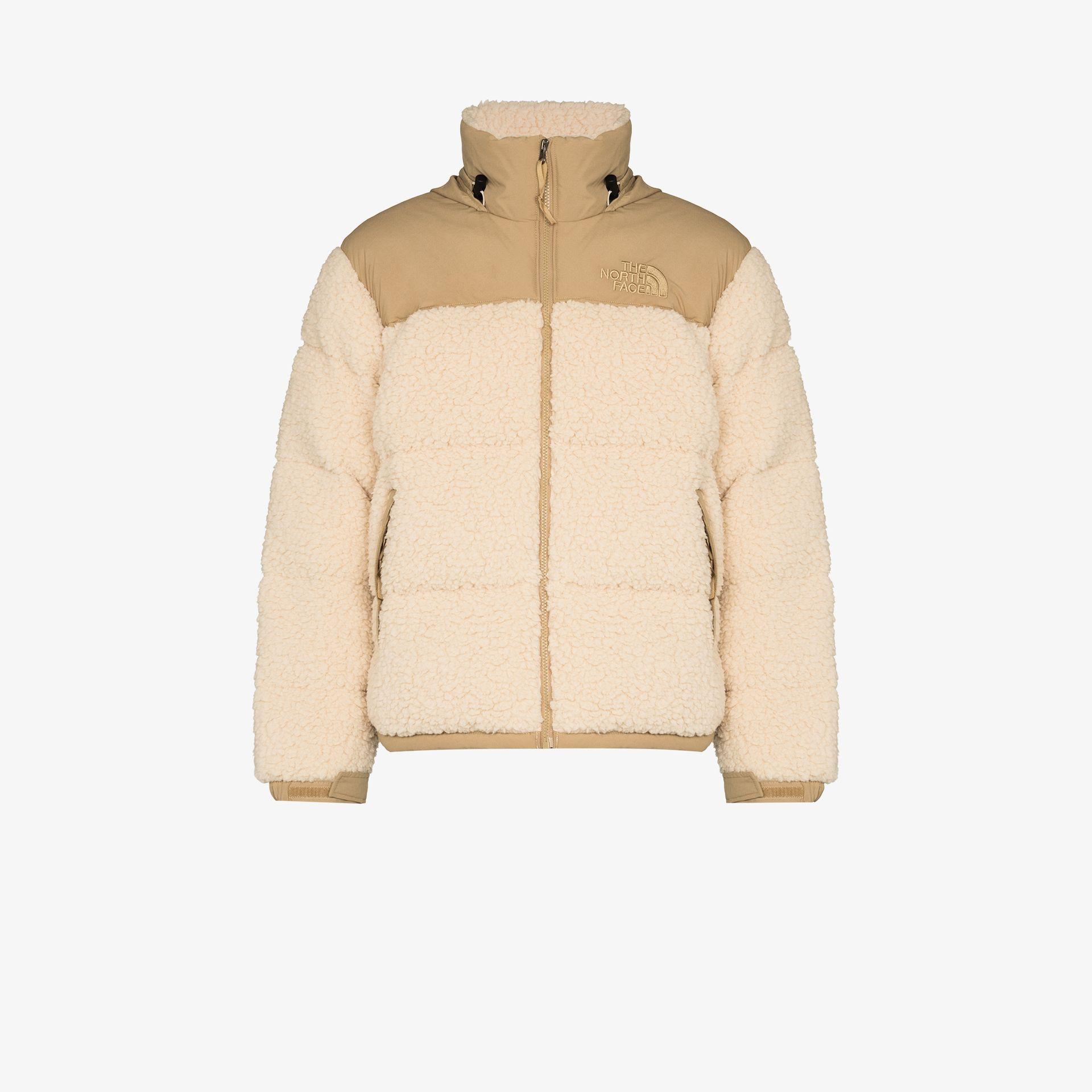 The North Face Beige Nuptse Sherpa Fleece Jacket in Natural for Men | Lyst