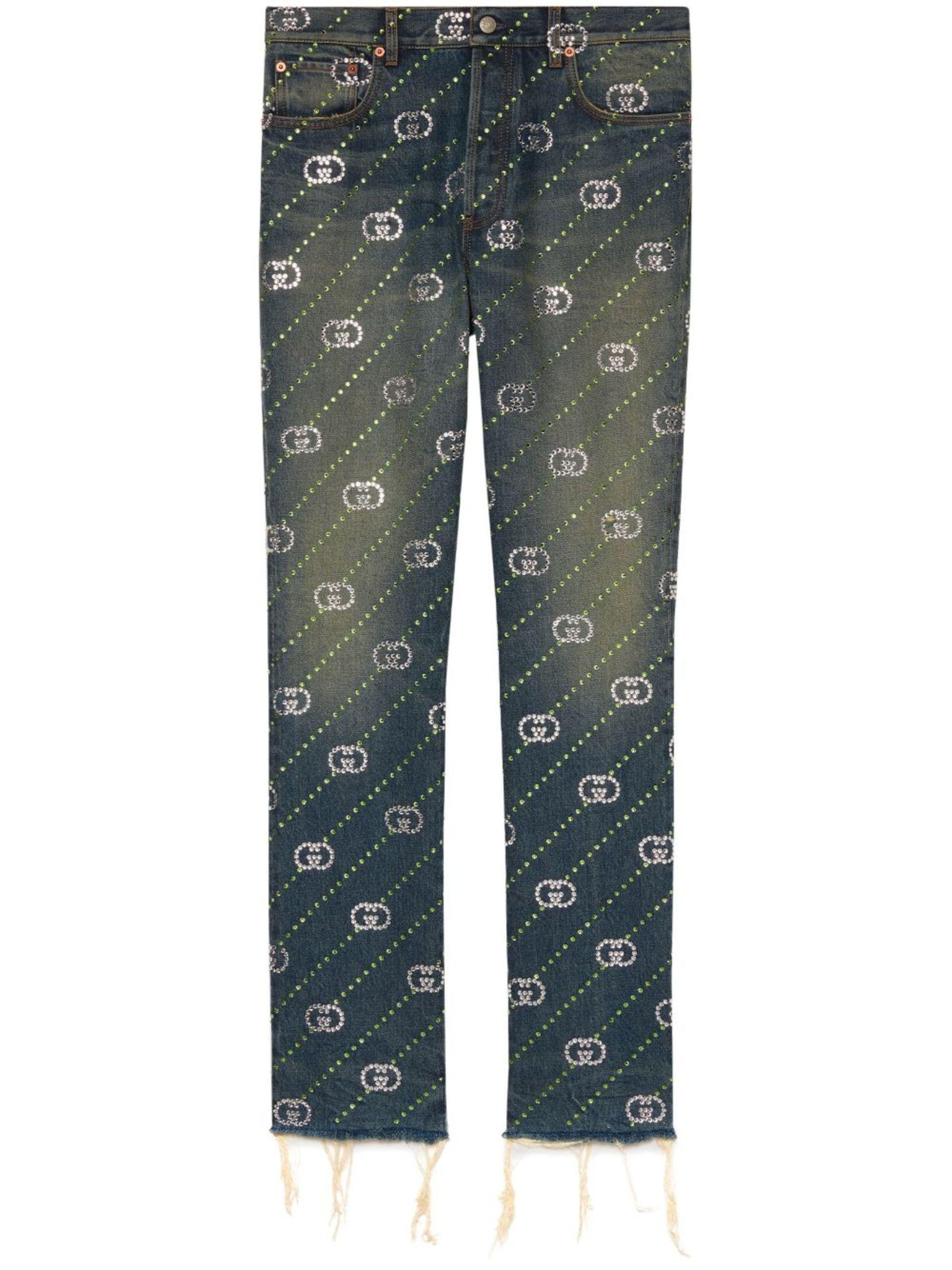 Gucci Interlocking G Straight-leg Jeans in Green for Men | Lyst
