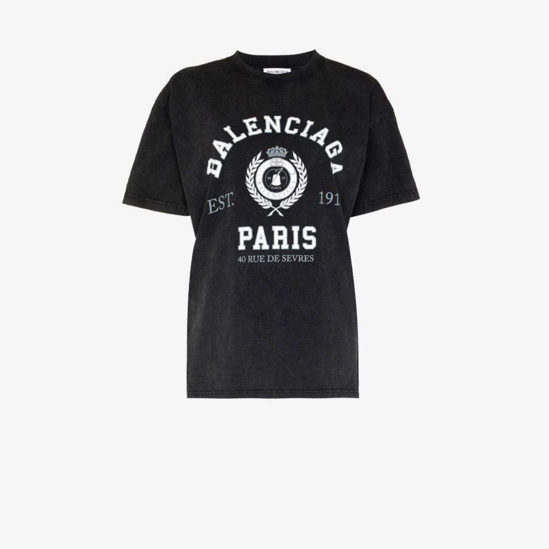 Balenciaga College 1917 Cotton T-shirt in Black | Lyst