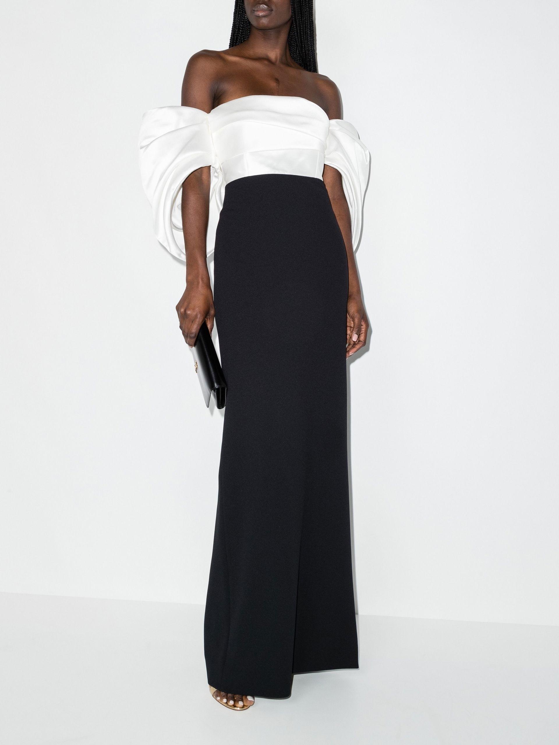Black White Off-the-shoulder Maxi Dress | Lyst