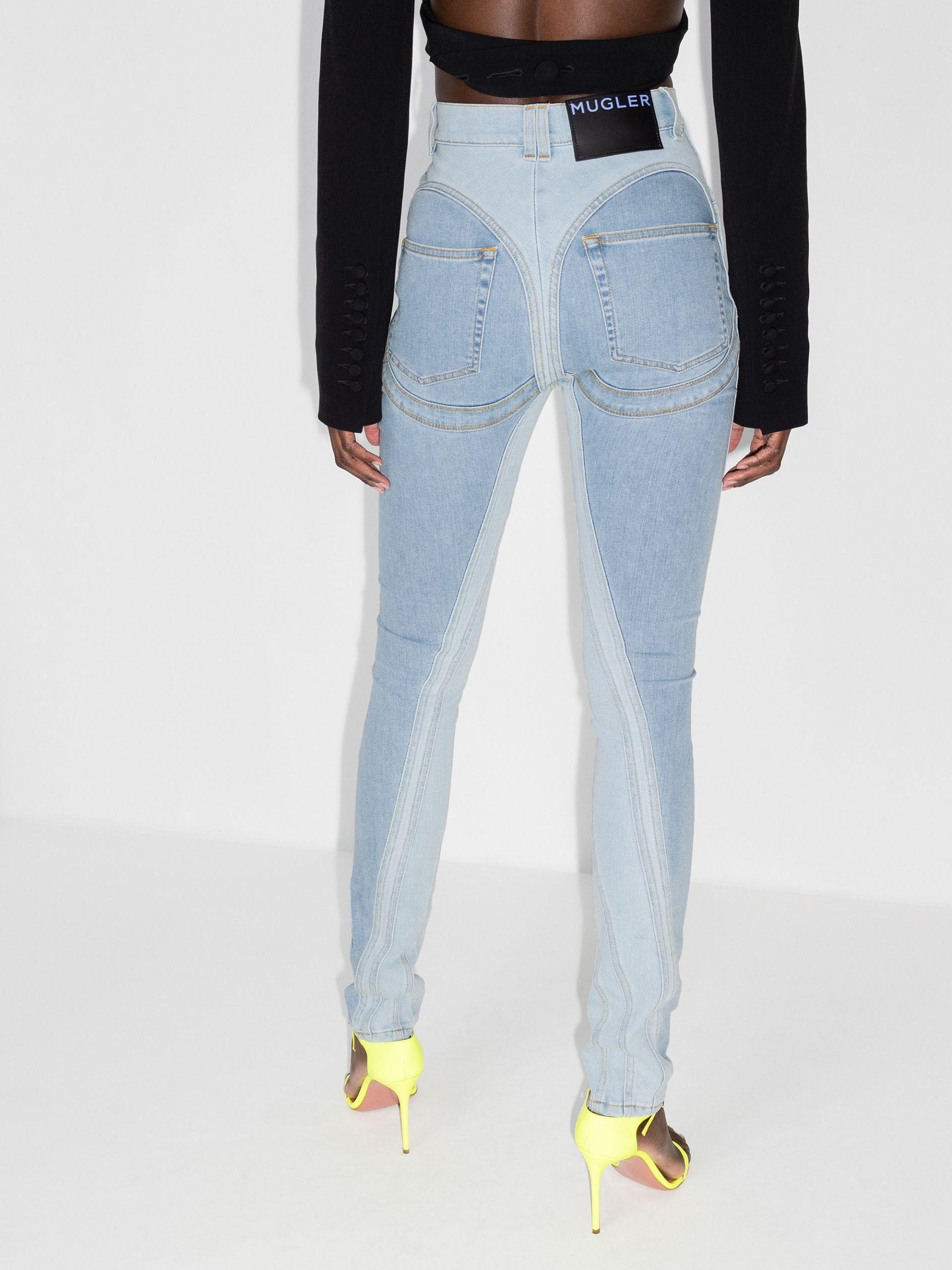 Mugler Denim Panelled High Waist Skinny 