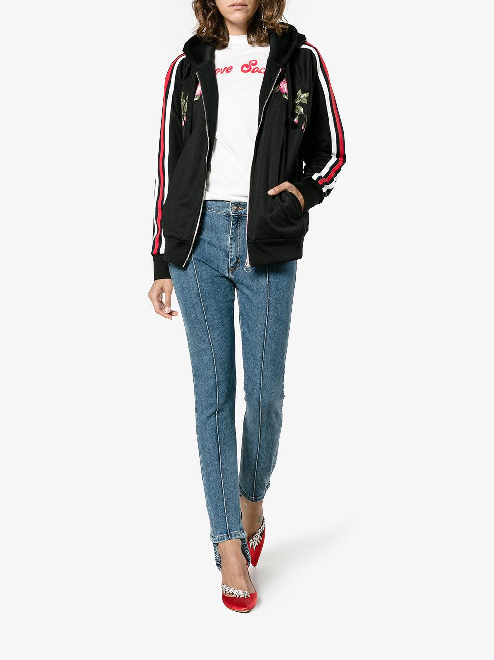 Gucci Embroidered Zip up Hoodie in Black Lyst