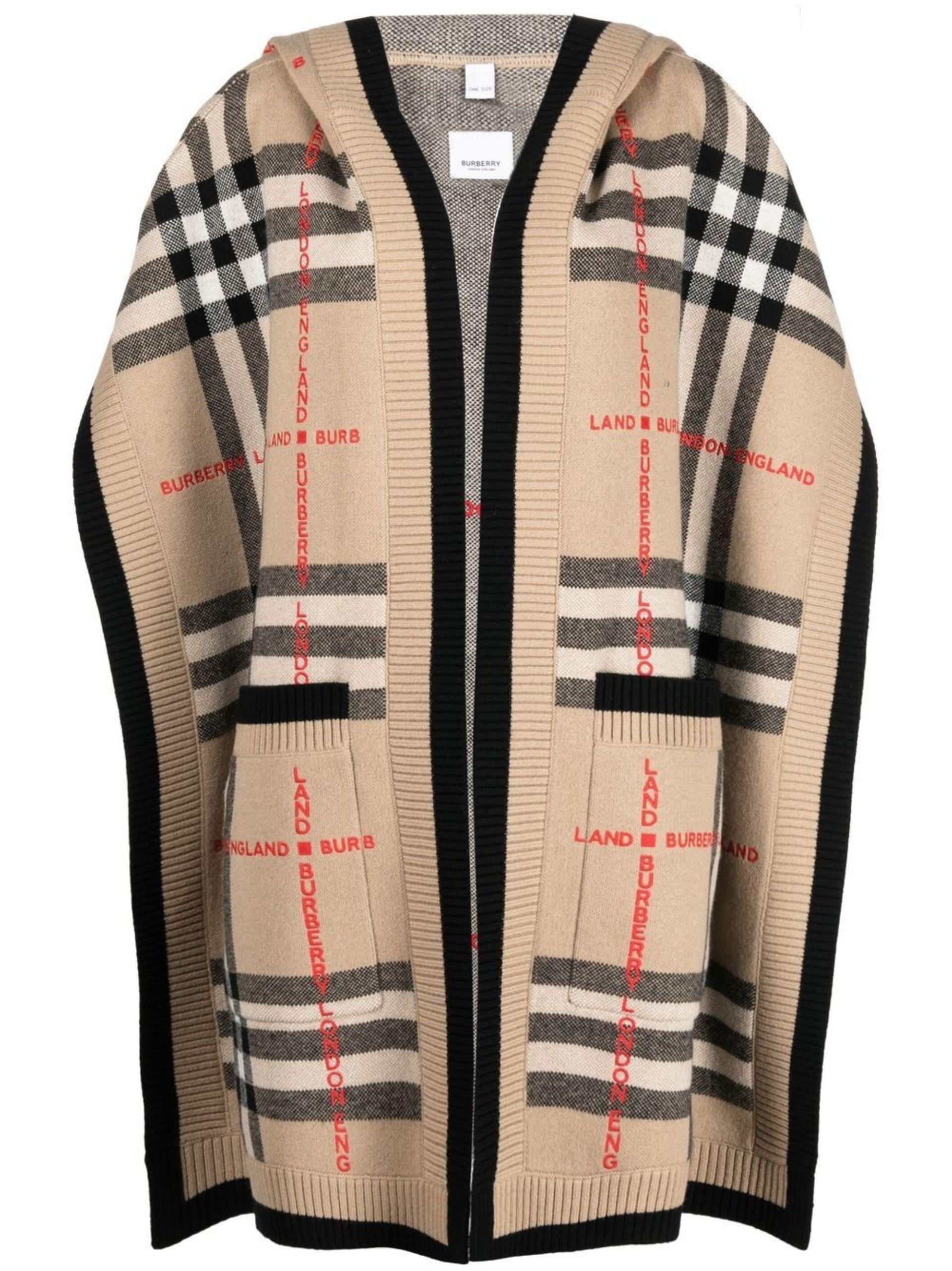 Burberry Neutral Vintage Check Knitted Cape - Women's - Cashmere/wool in  Black