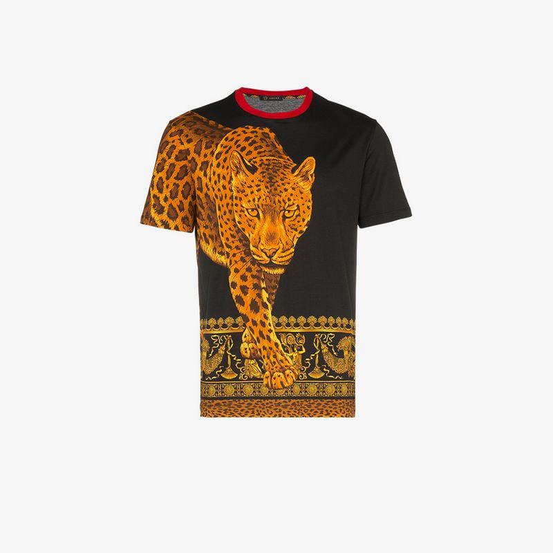 Versace Signature Wild Print Cotton T Shirt in Black for Men - Lyst