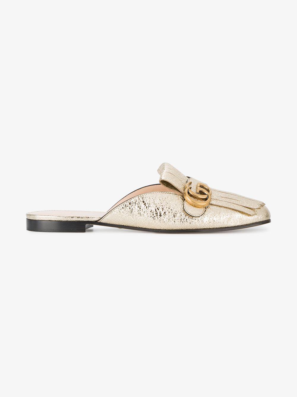 marmont metallic laminate leather slipper
