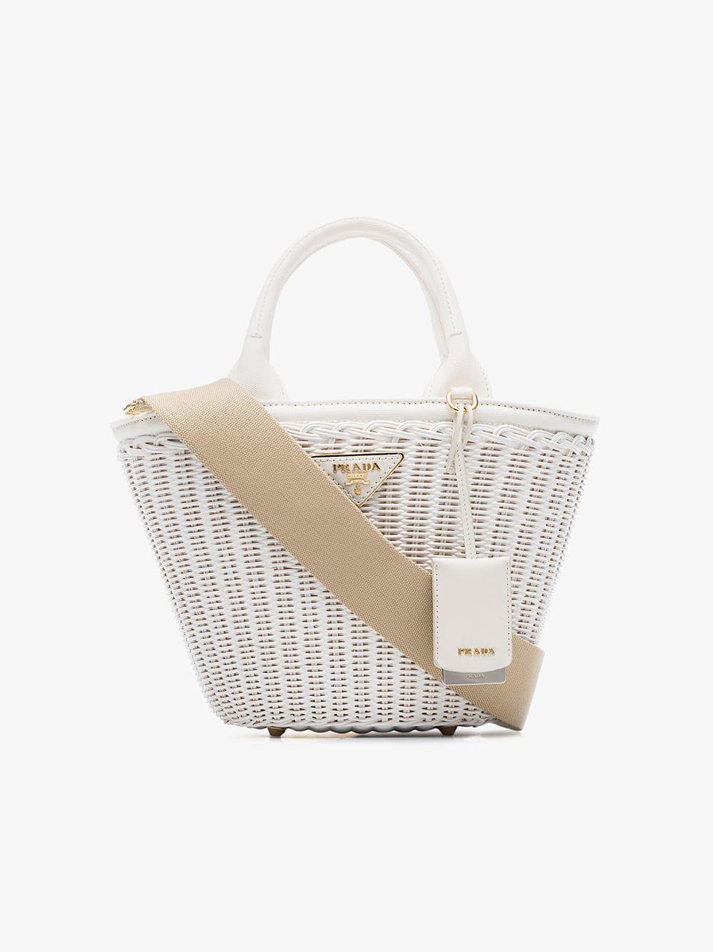 prada straw bucket bag