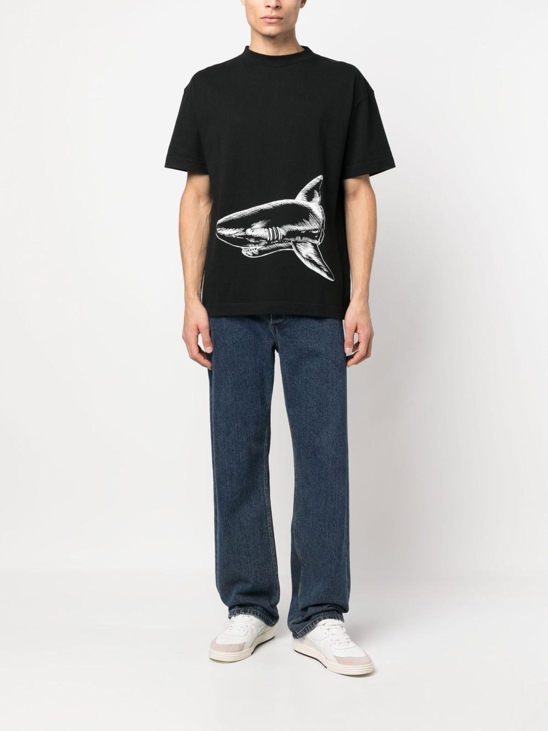 Palm Angels Broken Shark Classic Tee Black/off White for Men | Lyst