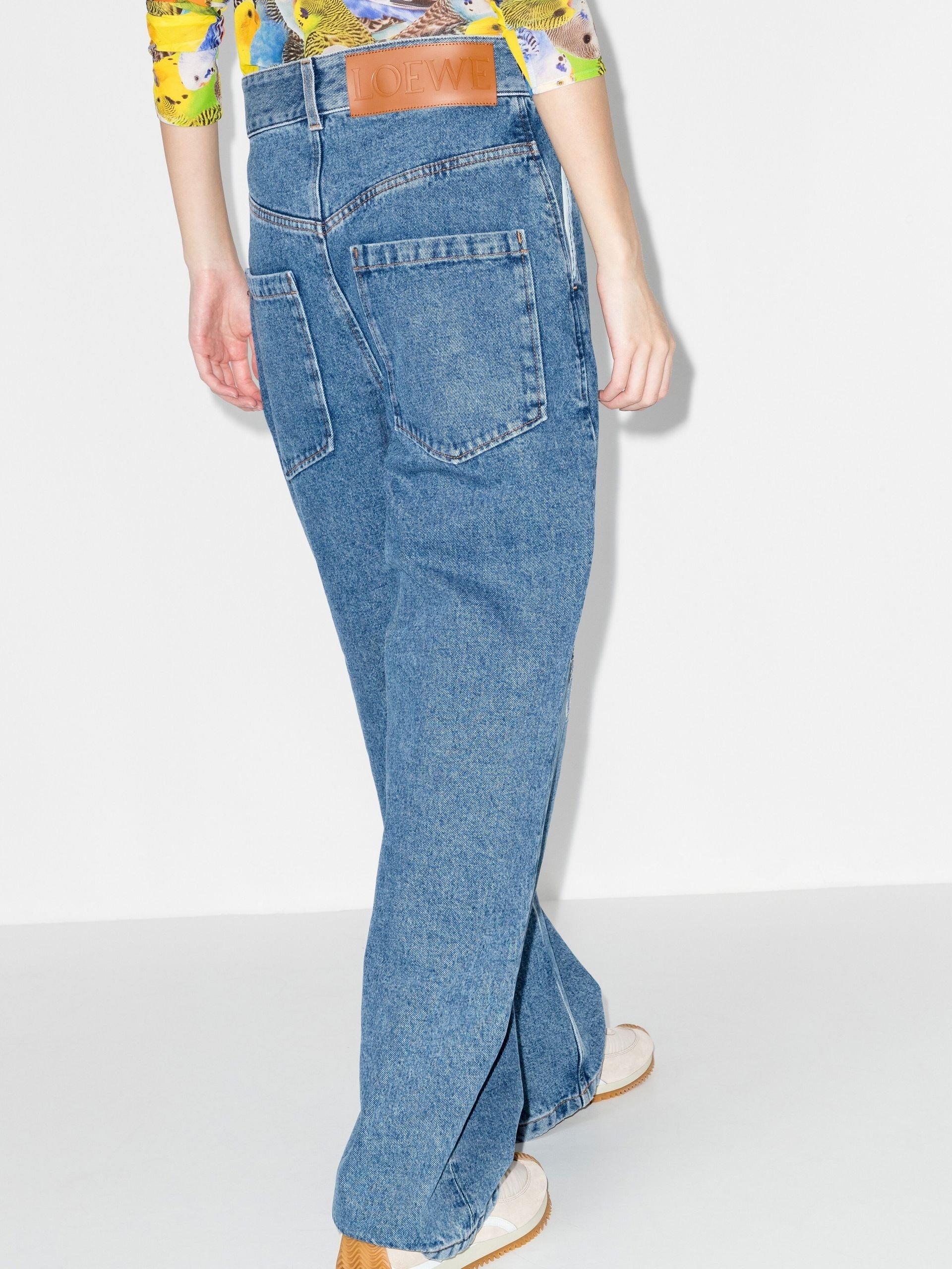 LOEWE blue Embroidered Anagram Baggy Jeans
