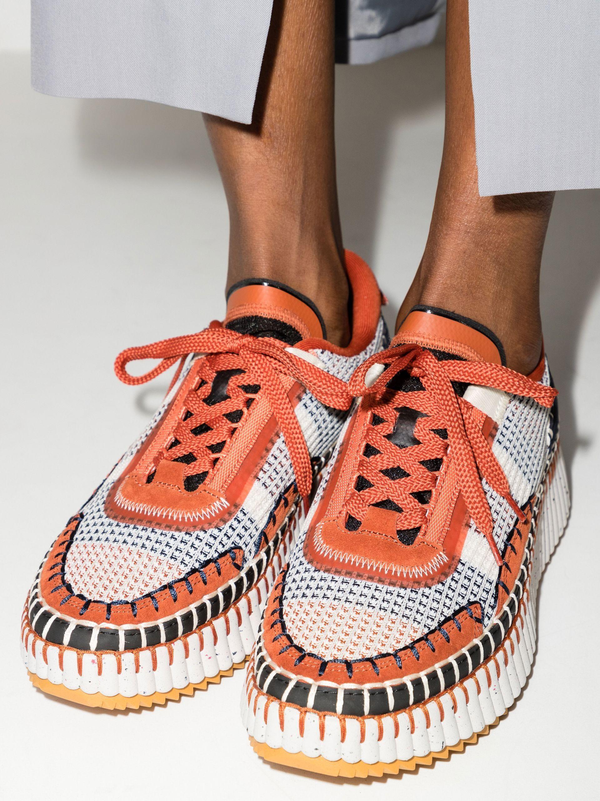 Chloé Orange Nama Recycled Lace-up Sneakers - Women's - Fabric/rubber in  Pink | Lyst