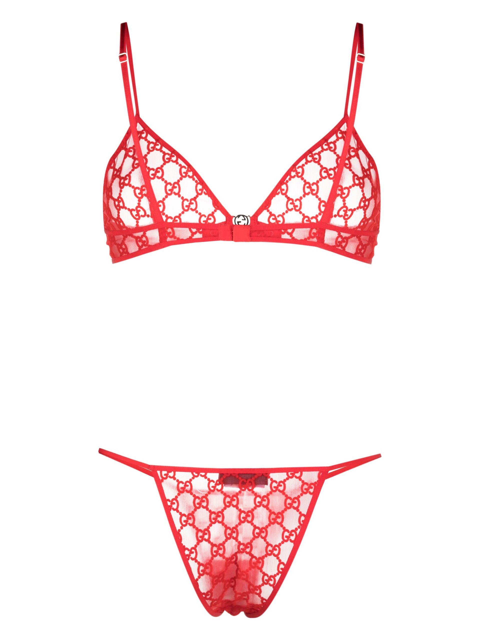 Gucci GG Semi sheer Lingerie Set in Red Lyst Australia