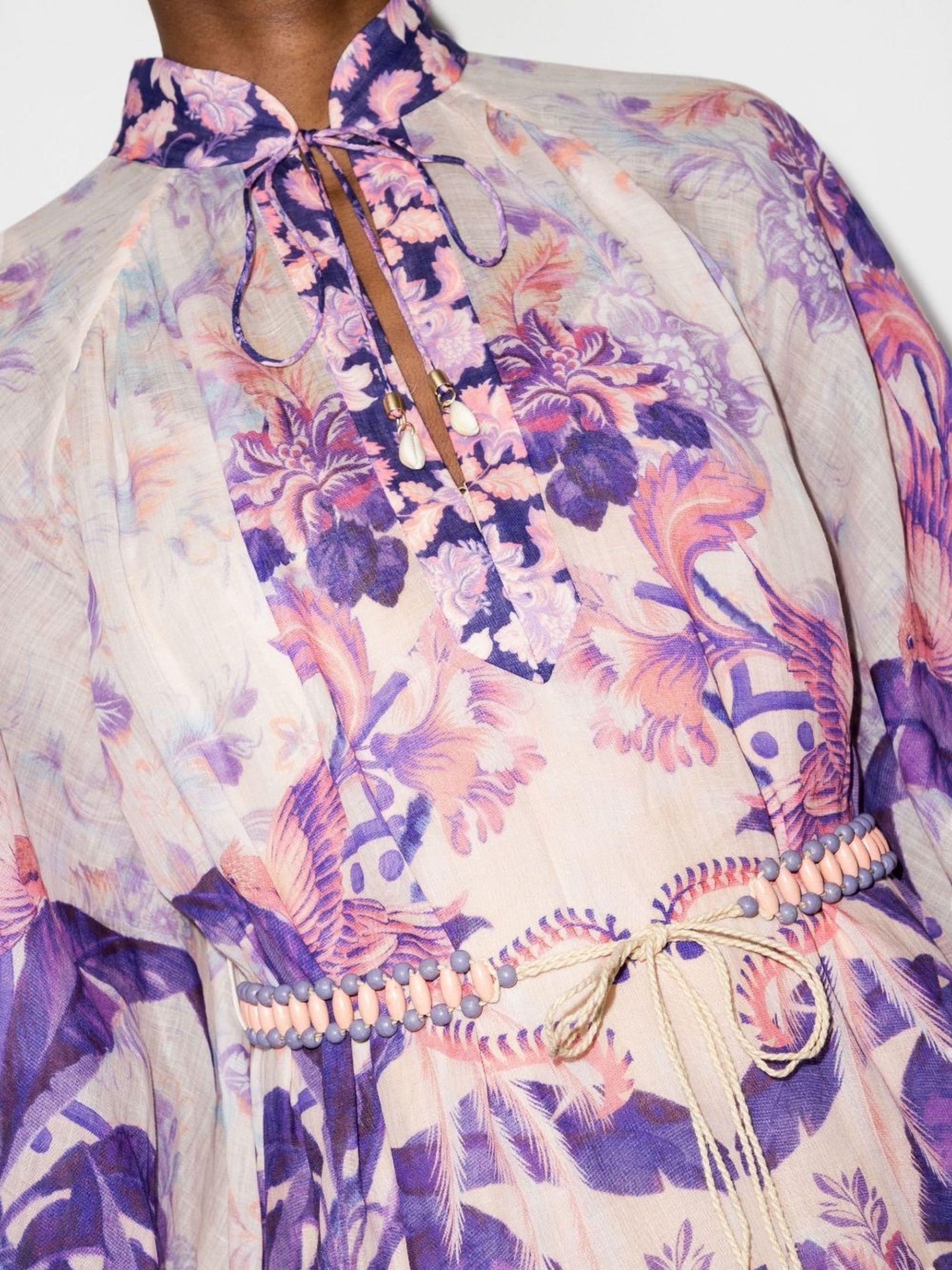 Zimmermann Lyre Billow Palm Print Mini Dress - Women's - Ramie in Purple |  Lyst