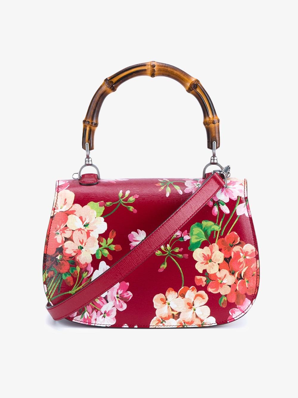 Gucci Leather Floral Print Shoulder Bag - Lyst