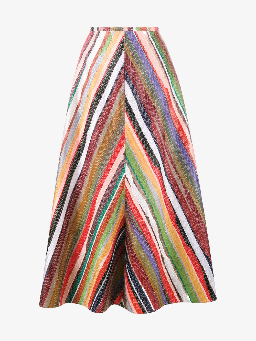 Rosie Assoulin Silk Rainbow Stripe A-line Skirt in Red - Lyst