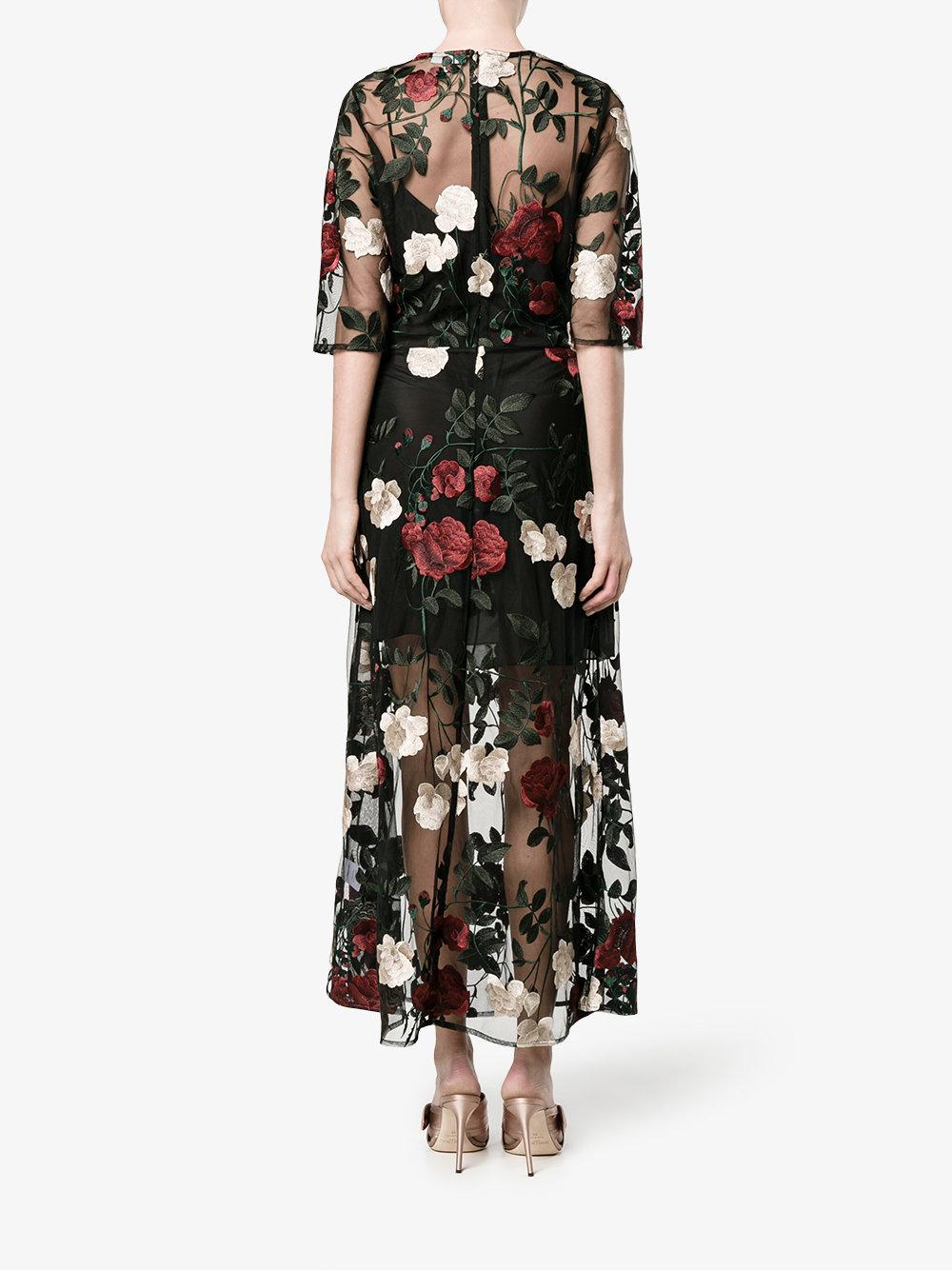 Ganni Simmons Embroidered Tulle Dress in Black | Lyst Australia