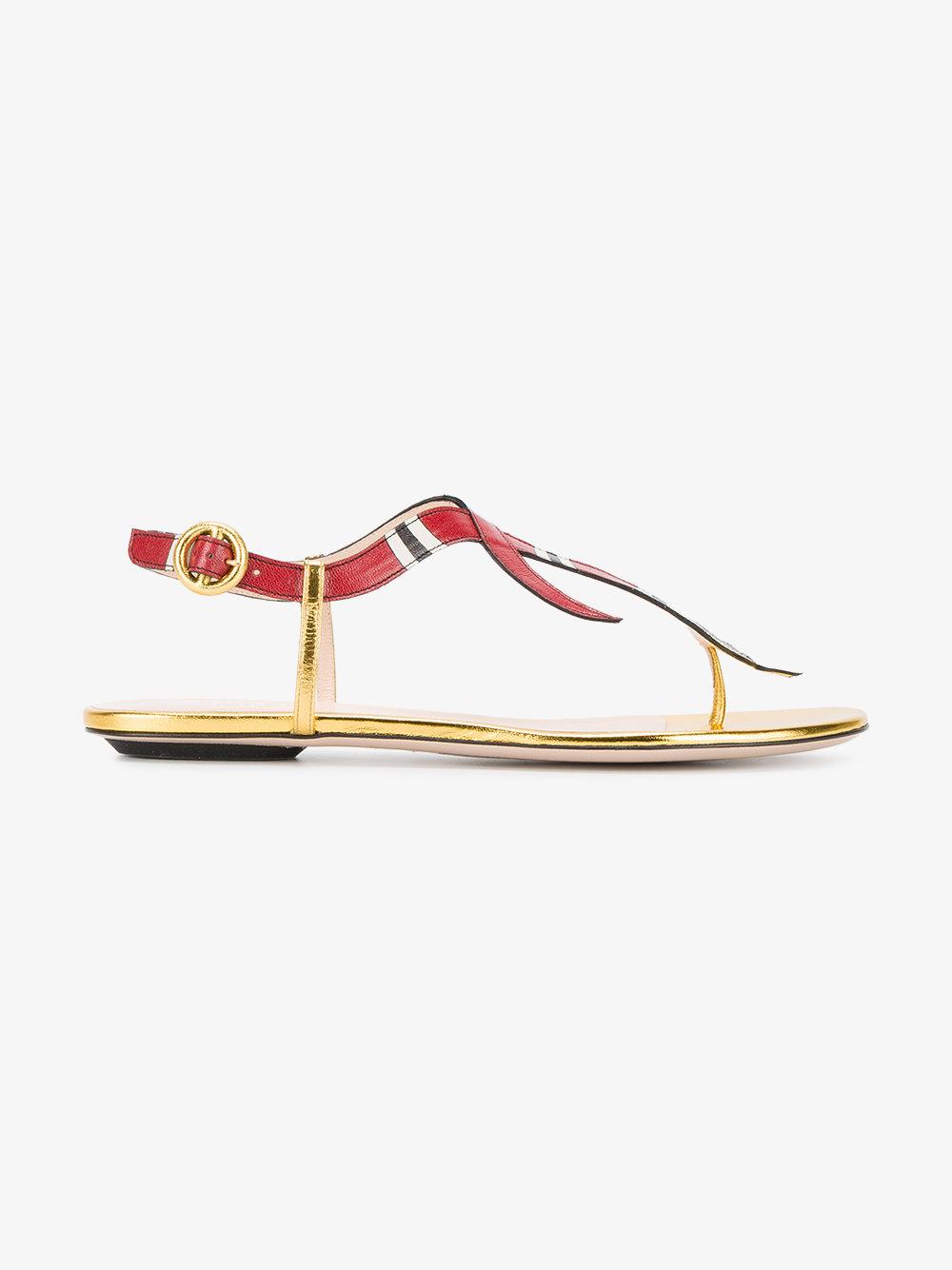 Gucci Leather Snake Flat in Red Lyst