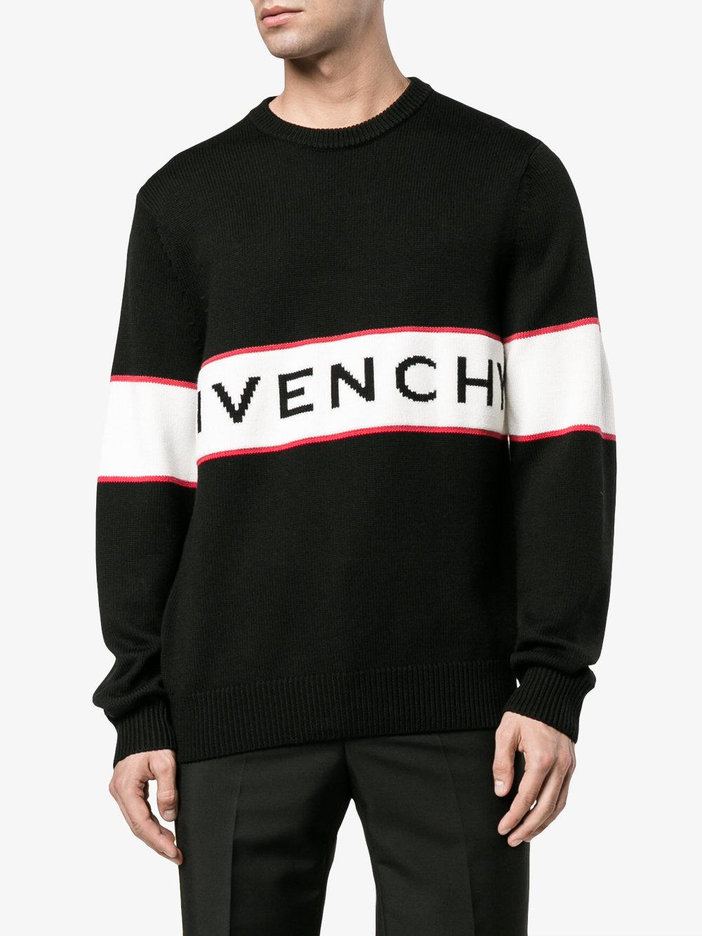 Givenchy Wool Logo Intarsia Knitted Jumper in Black for Men - Lyst