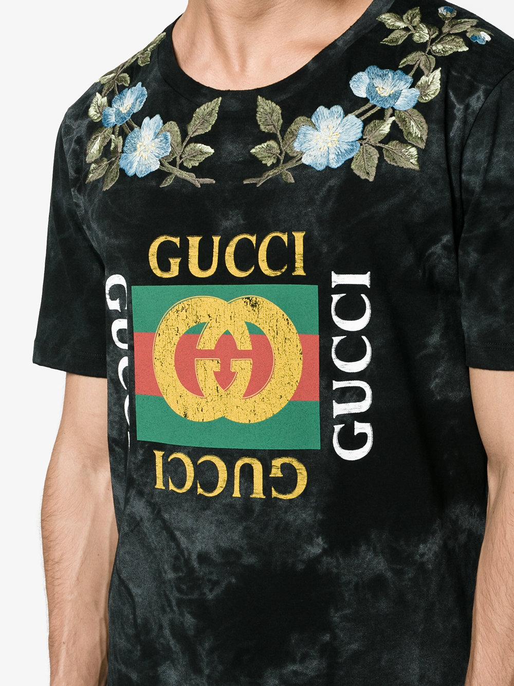 Gucci Cotton Fake Logo Tie Dye T-shirt in Black for Men - Lyst