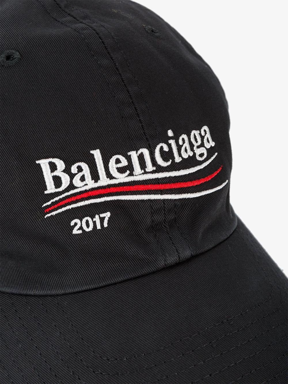 Balenciaga Campaign Logo Embroidered Hat in Black for Men | Lyst