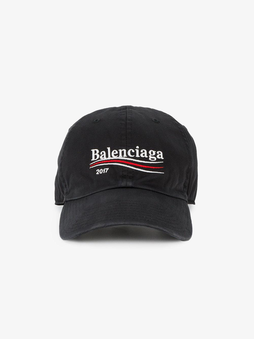 Balenciaga Campaign Logo Embroidered Hat in Black for Men | Lyst