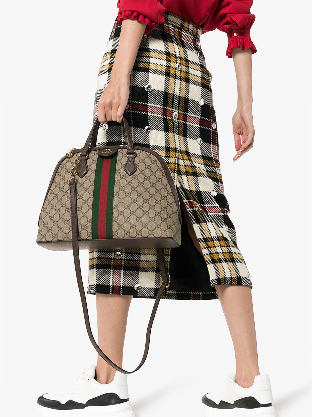 Gucci Ophidia GG Medium Top Handle Bag in Brown | Lyst