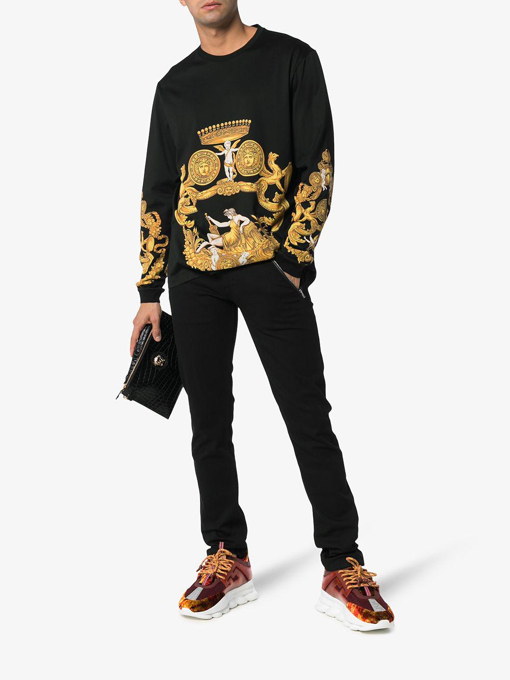 Versace Chain Reaction Sneaker Black & Burgundy