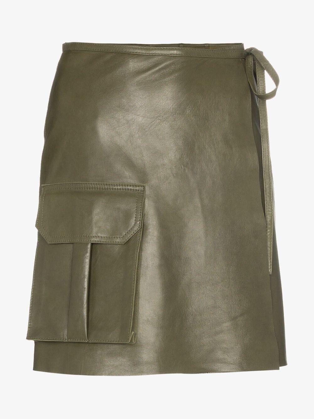 ganni leather wrap skirt