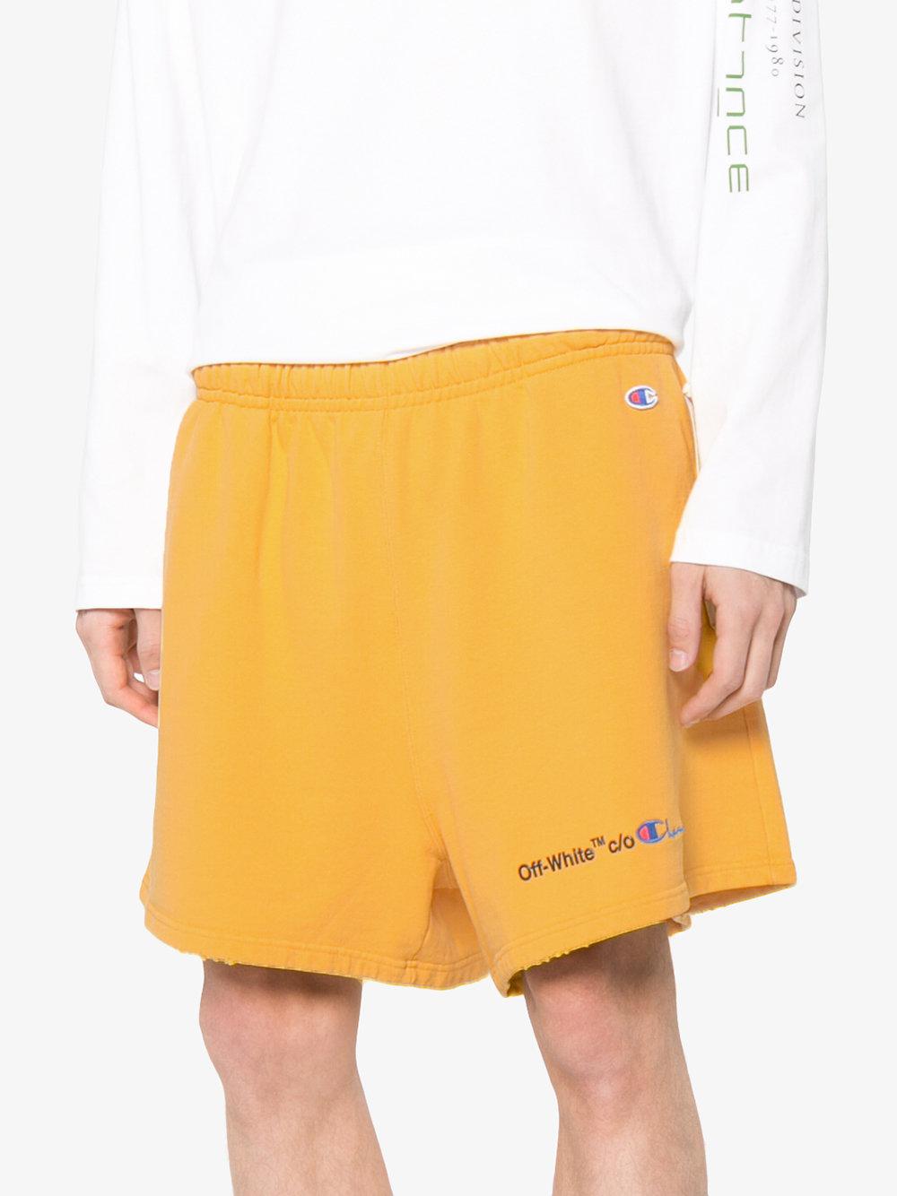 yellow off white shorts