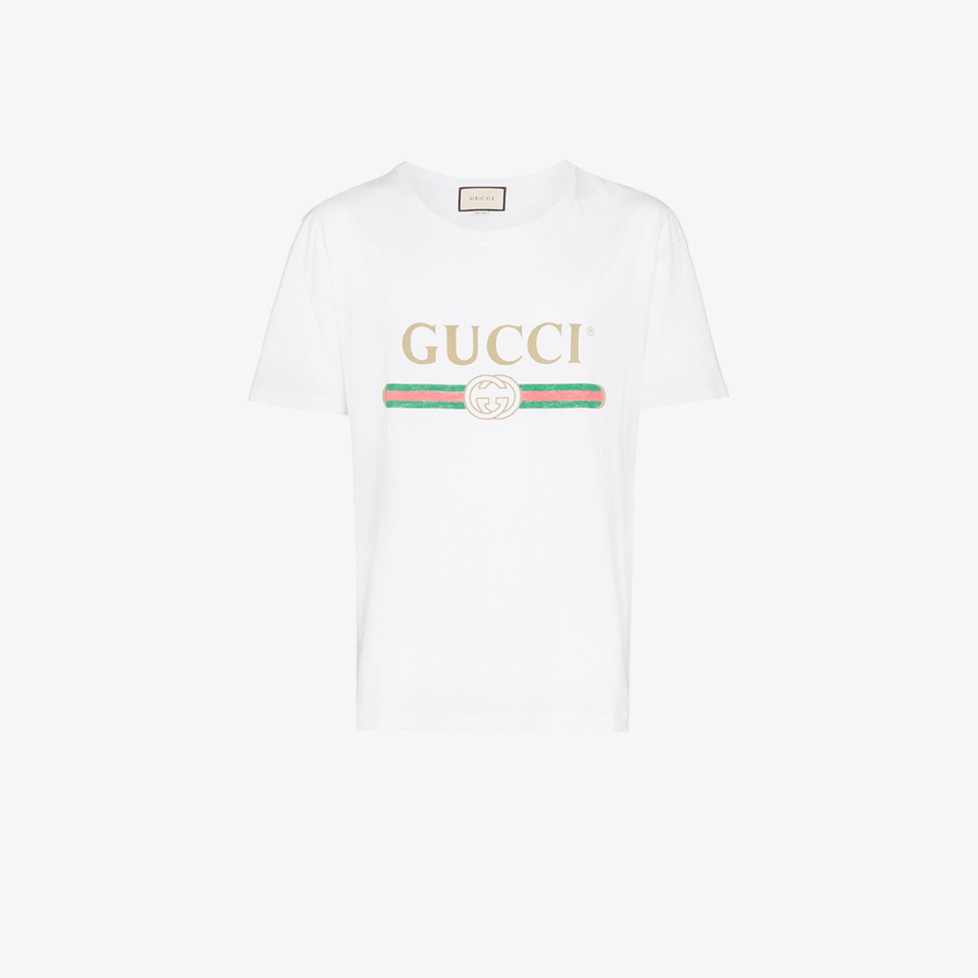 Gucci Logo Print T-shirt in White for 