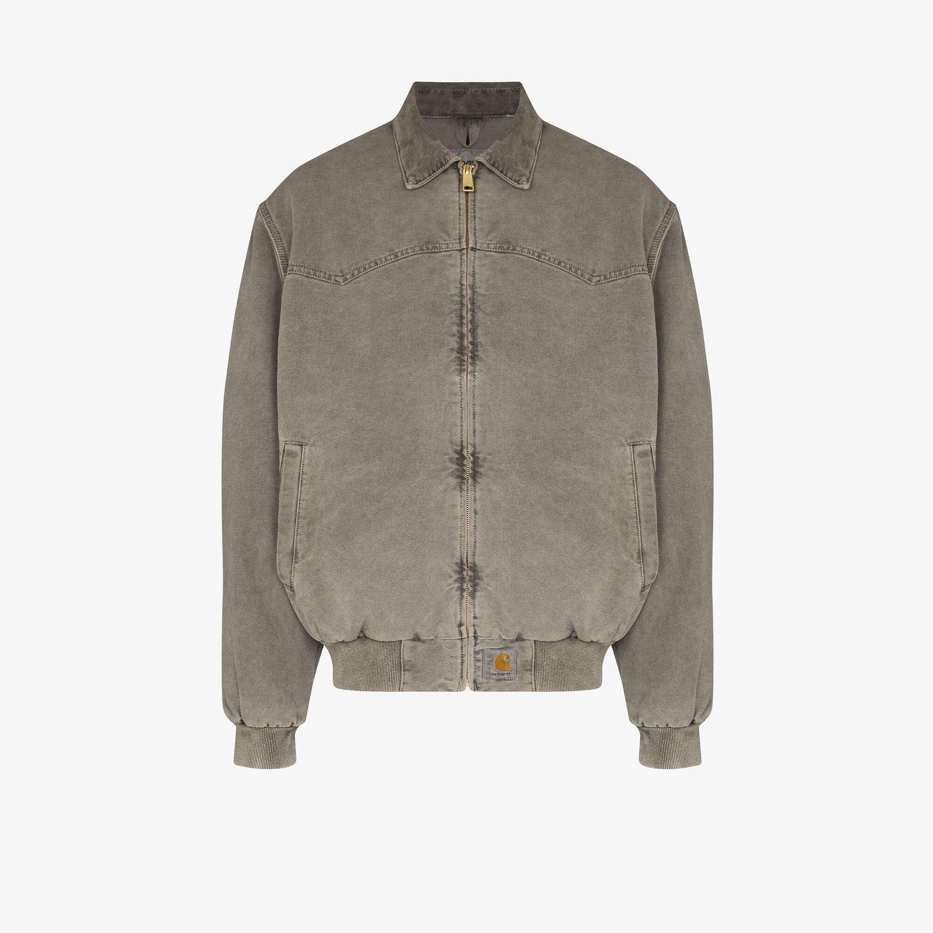 Carhartt WIP Grey Santa Fe Organic Cotton Bomber Jacket in Gray for Men |  Lyst