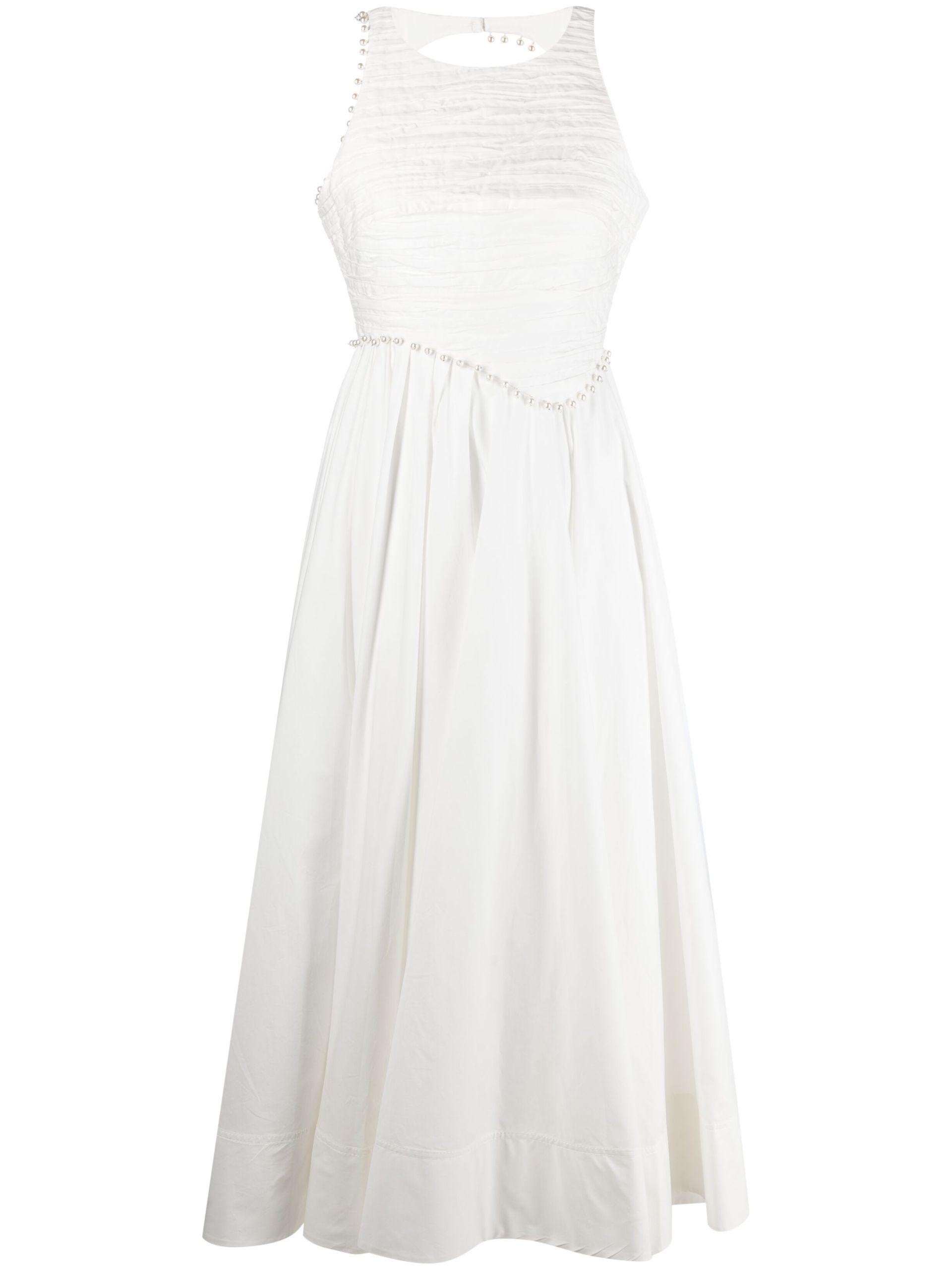 Aje. Neutral Florence Cotton Midi Dress in White | Lyst