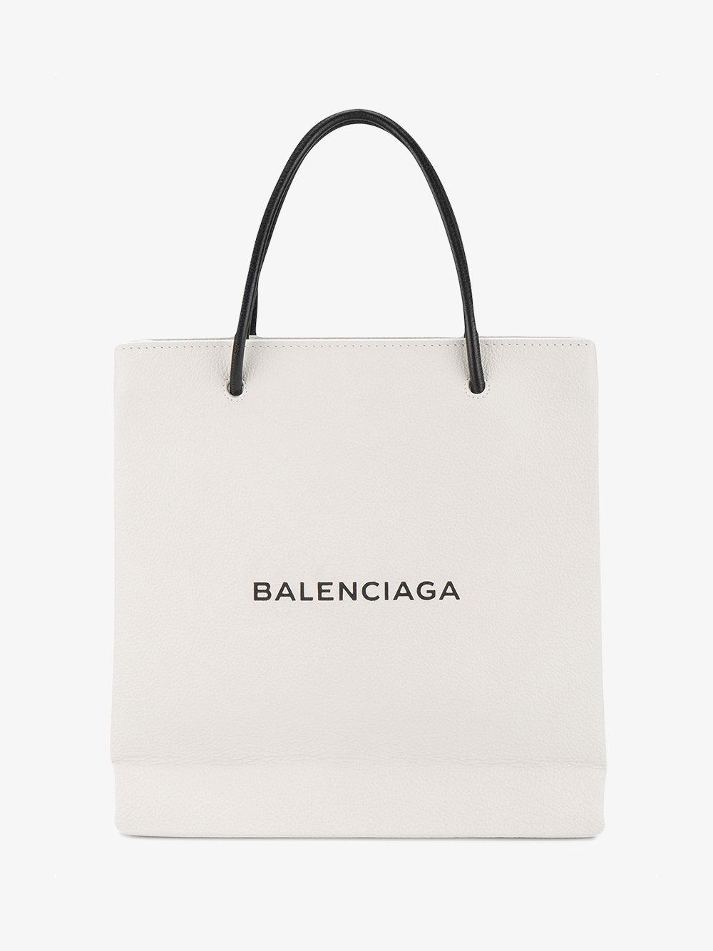 Balenciaga Leather Small White Shopping Tote Bag in Grey (Gray) - Lyst