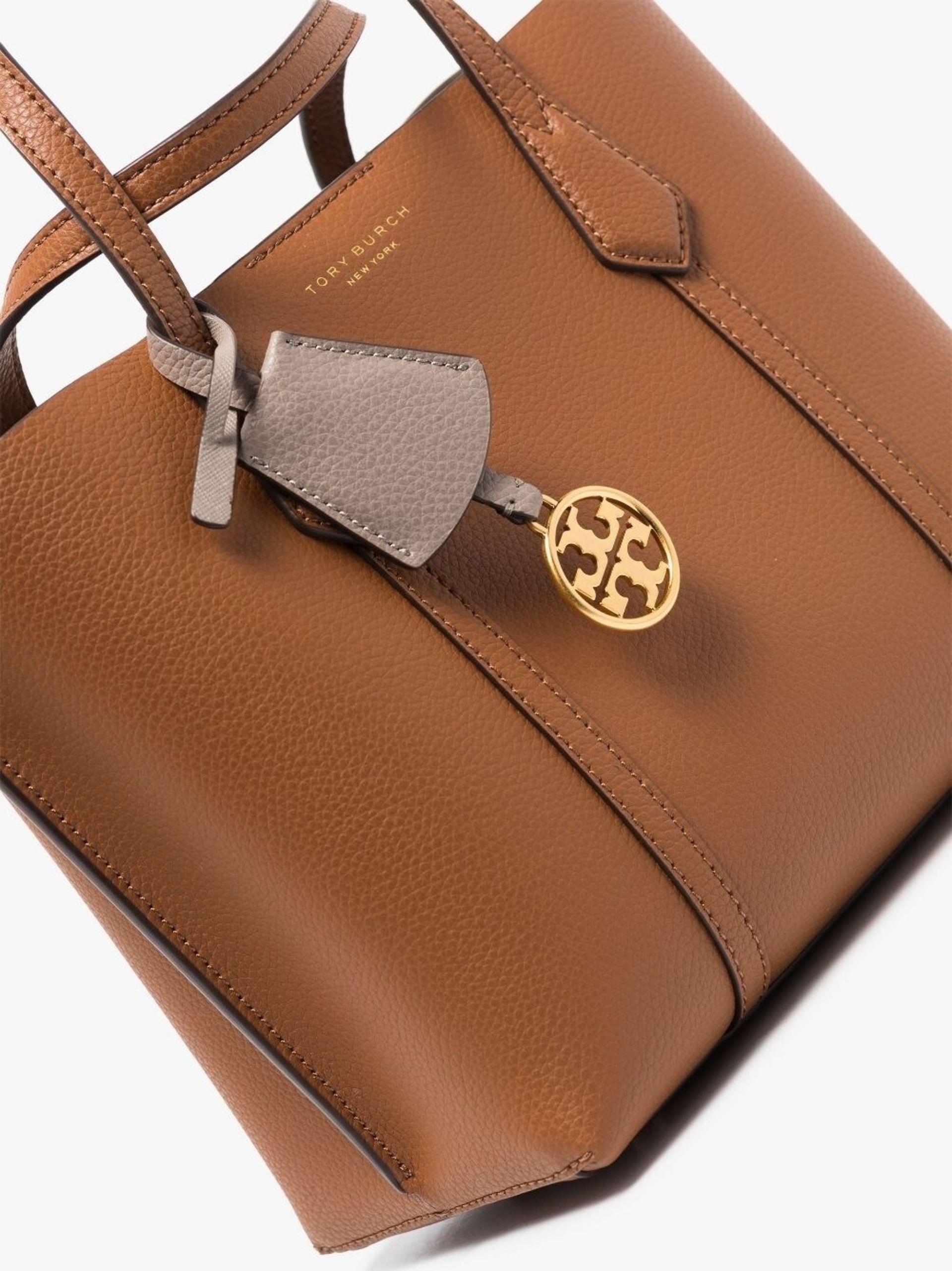 Tory Burch Small Perry Shopping Bag OS Brown Leather